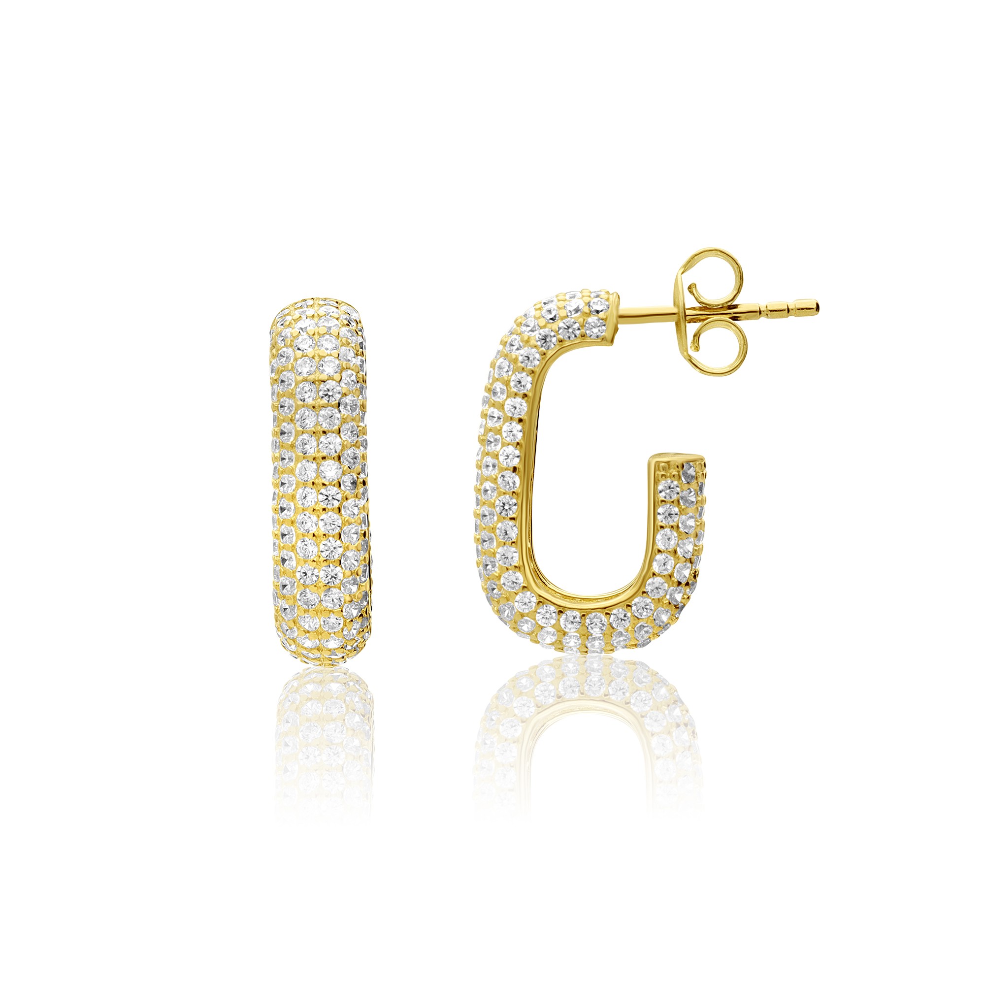 Orecchini rettangolari in argento 925 dorato con zirconi bianchi - ALFIERI & ST. JOHN 925