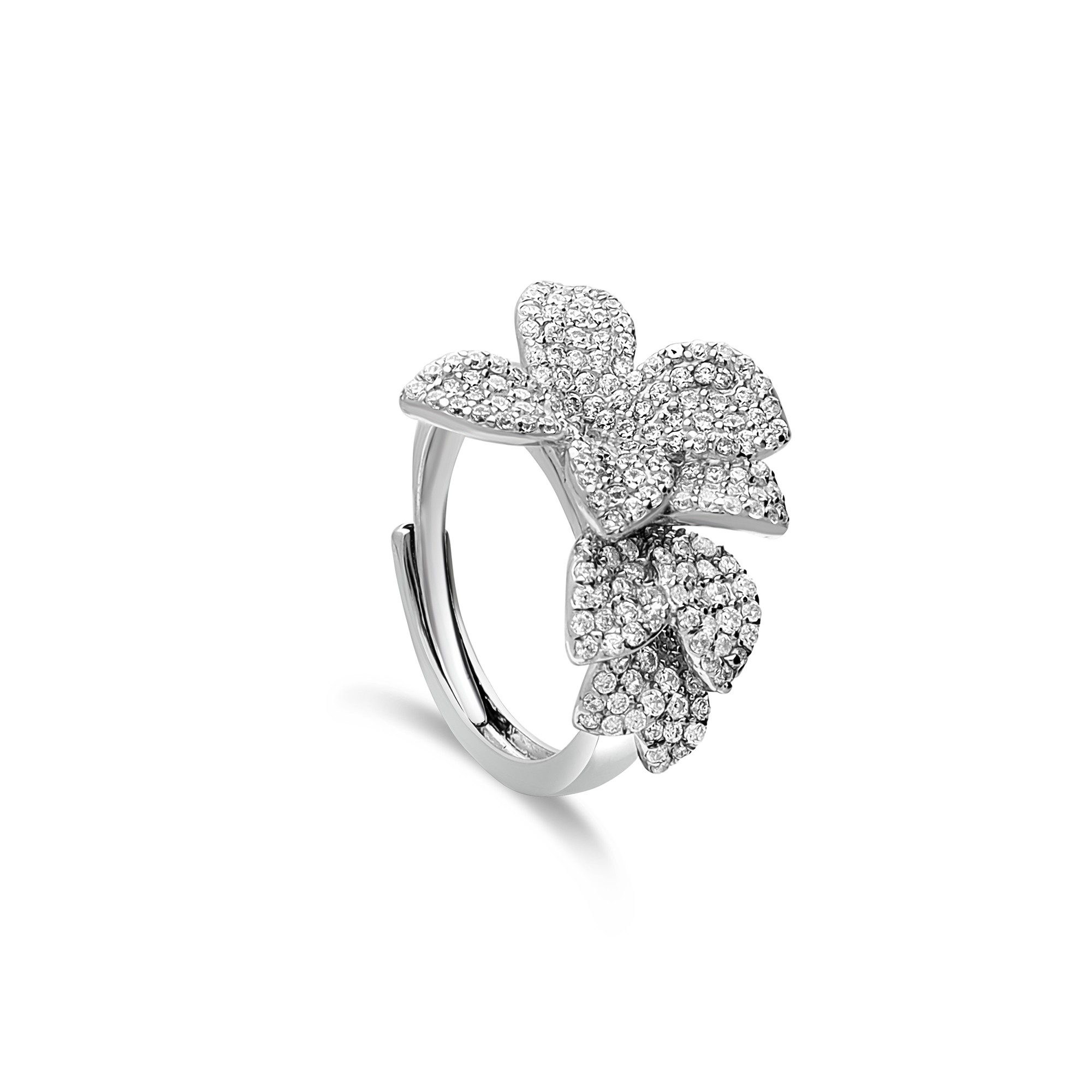 Anillo en plata 925 rodiada con flores y circonitas blancas - ALFIERI & ST. JOHN 925