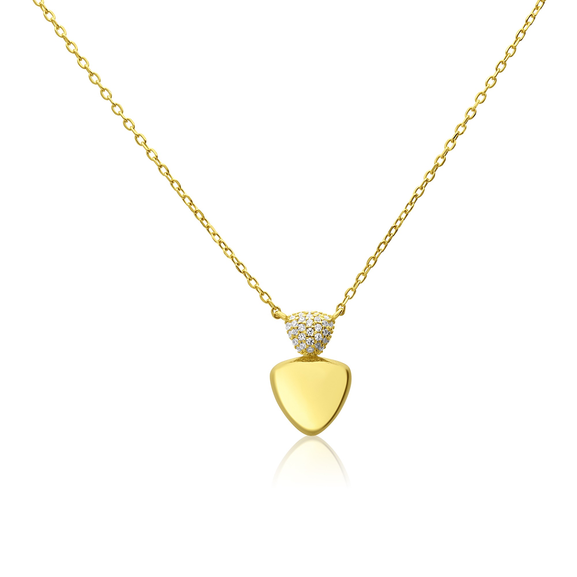 Collana in argento 925 dorato con pendente triangoli con zirconi bianchi - ALFIERI & ST. JOHN 925