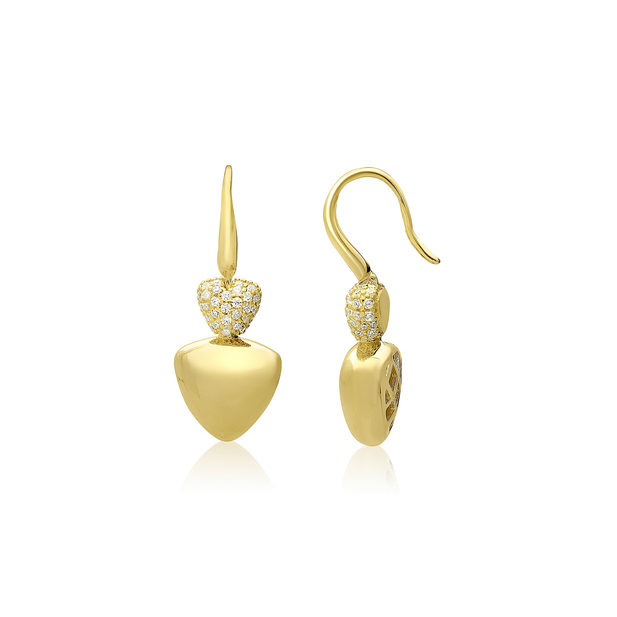 Drop earrings in gold-plated 925 silver with triangles and white zircons - ALFIERI & ST. JOHN 925