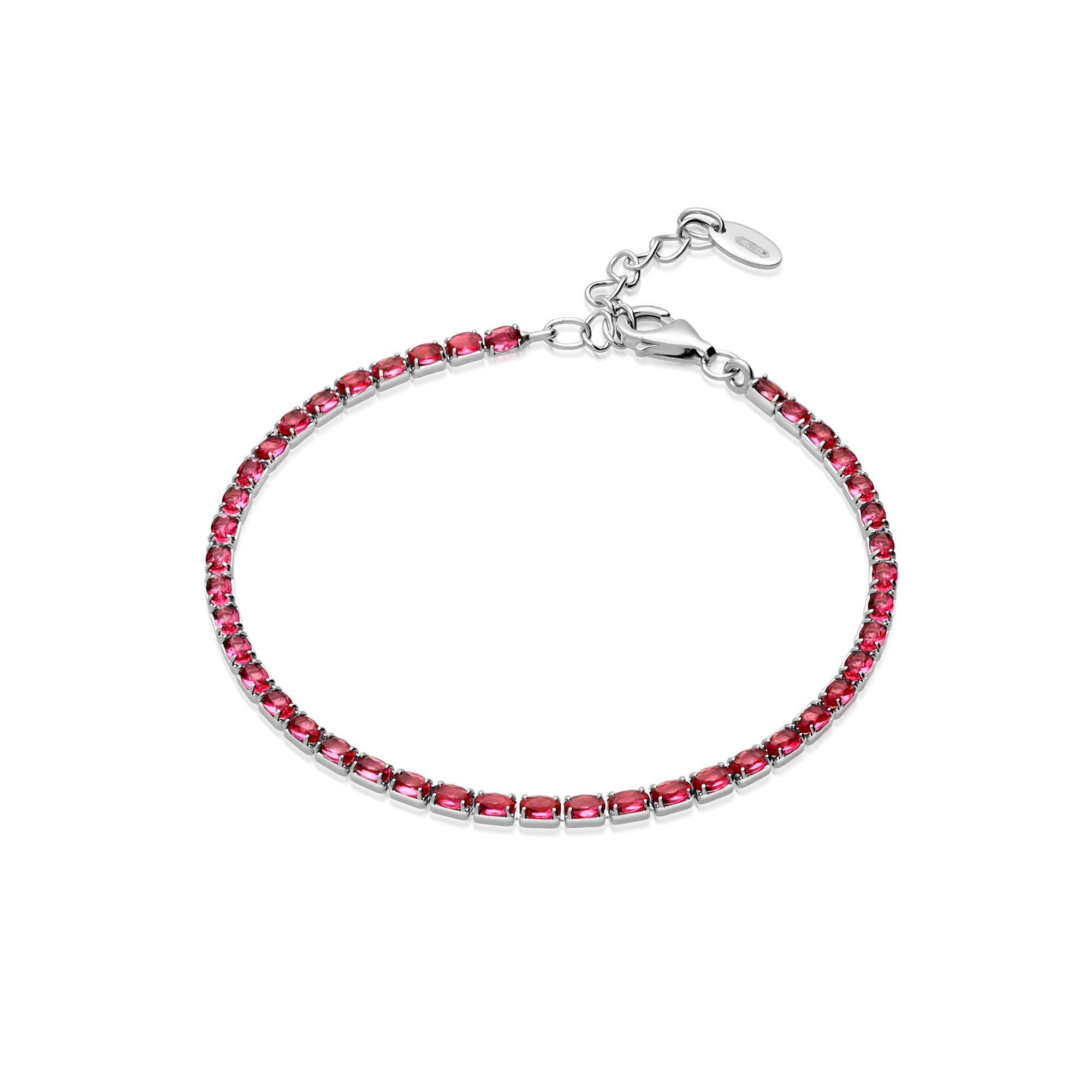 Bracciale tennis in argento con zirconi fucsia - LUXURY MILANO