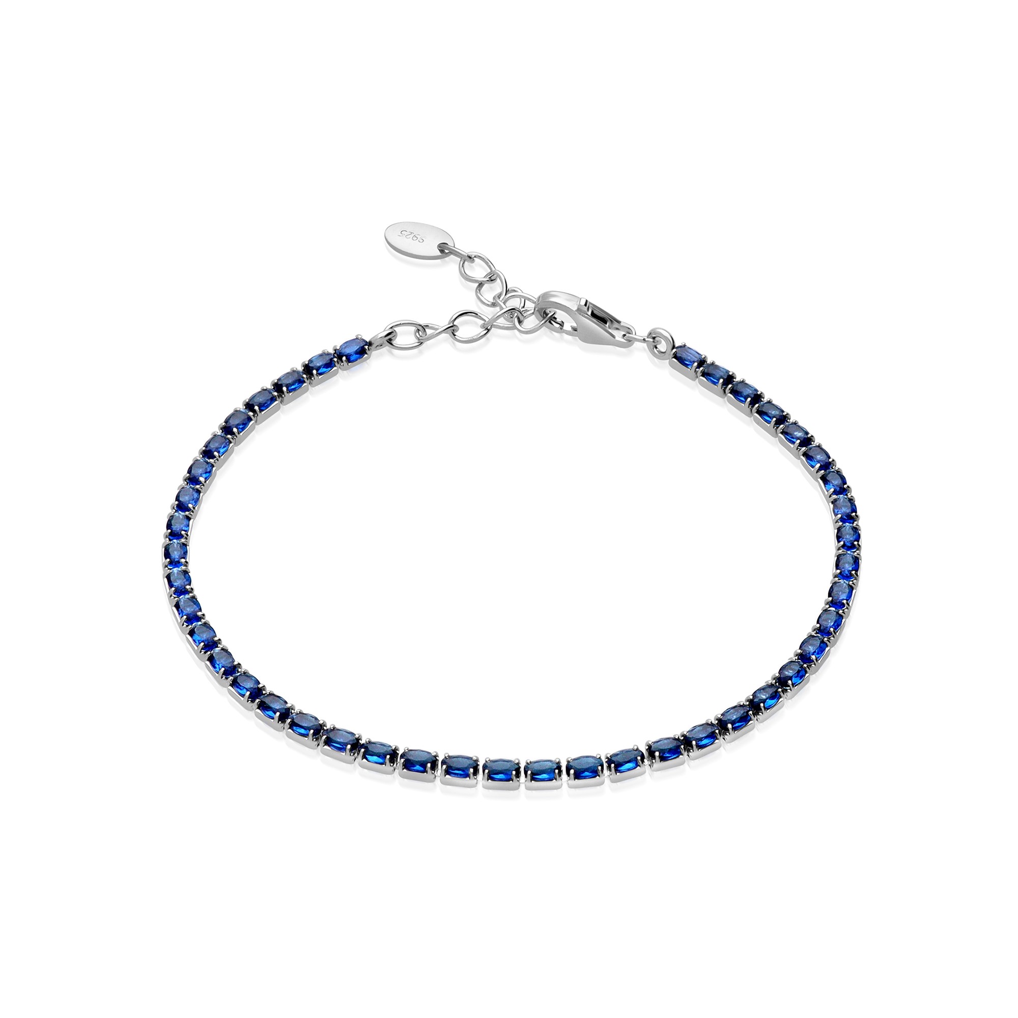 Bracciale tennis in argento con zirconi blu - LUXURY MILANO