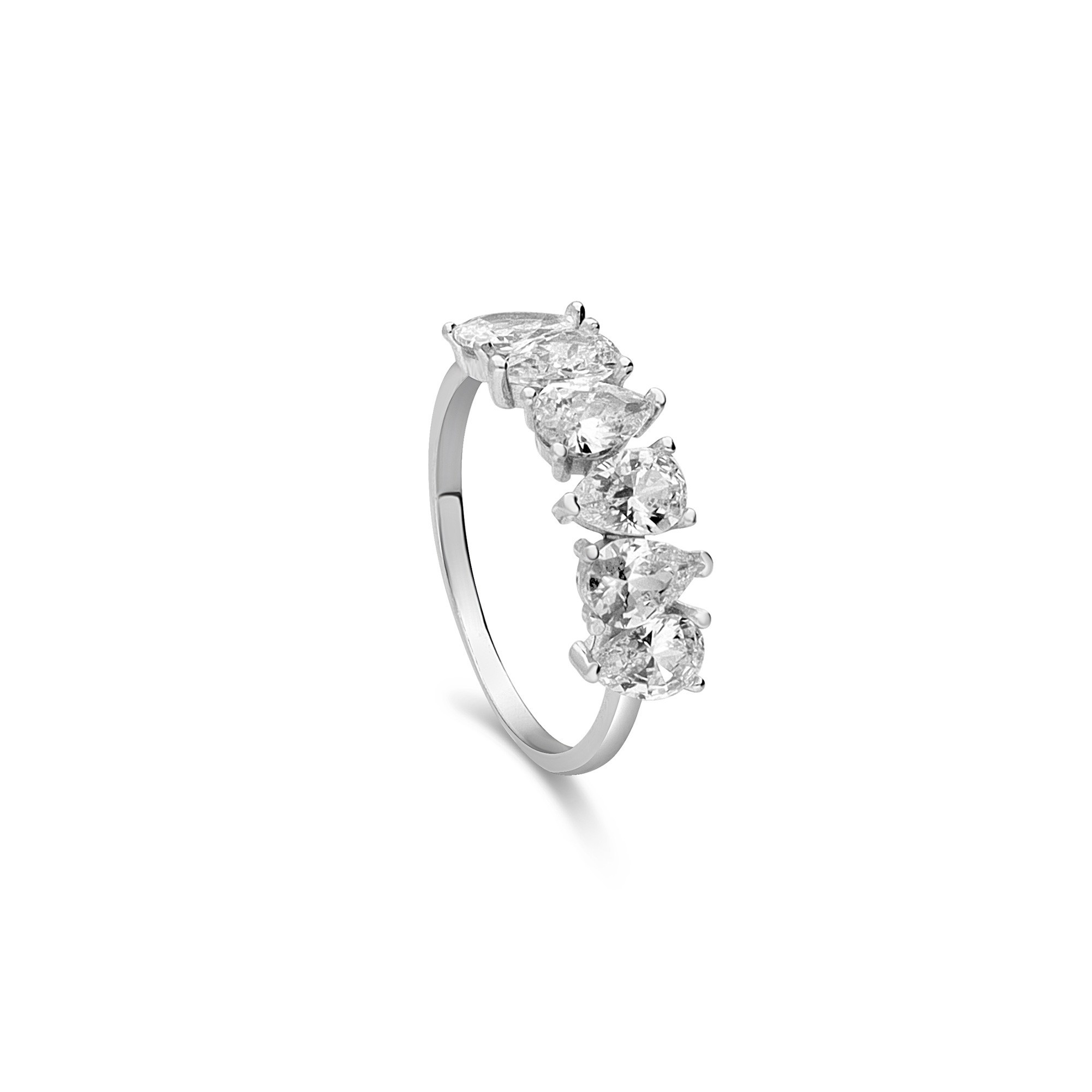 Silver ring with green teardrop zircon - LUXURY MILANO