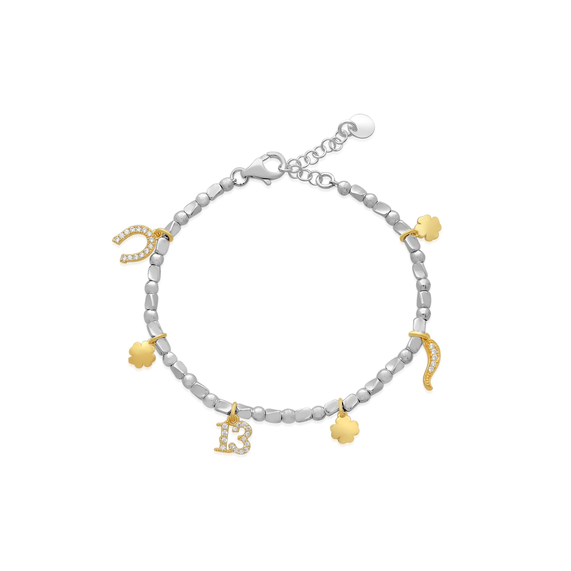 Pulsera Simboli en plata con charms con circonitas - LUXURY MILANO