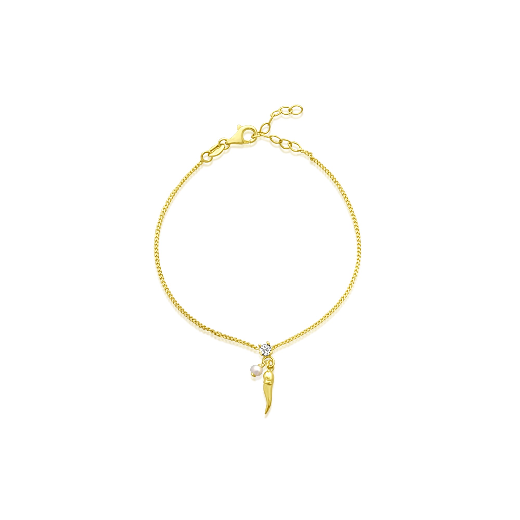 Silver Simboli bracelet with cornetto charm - LUXURY MILANO