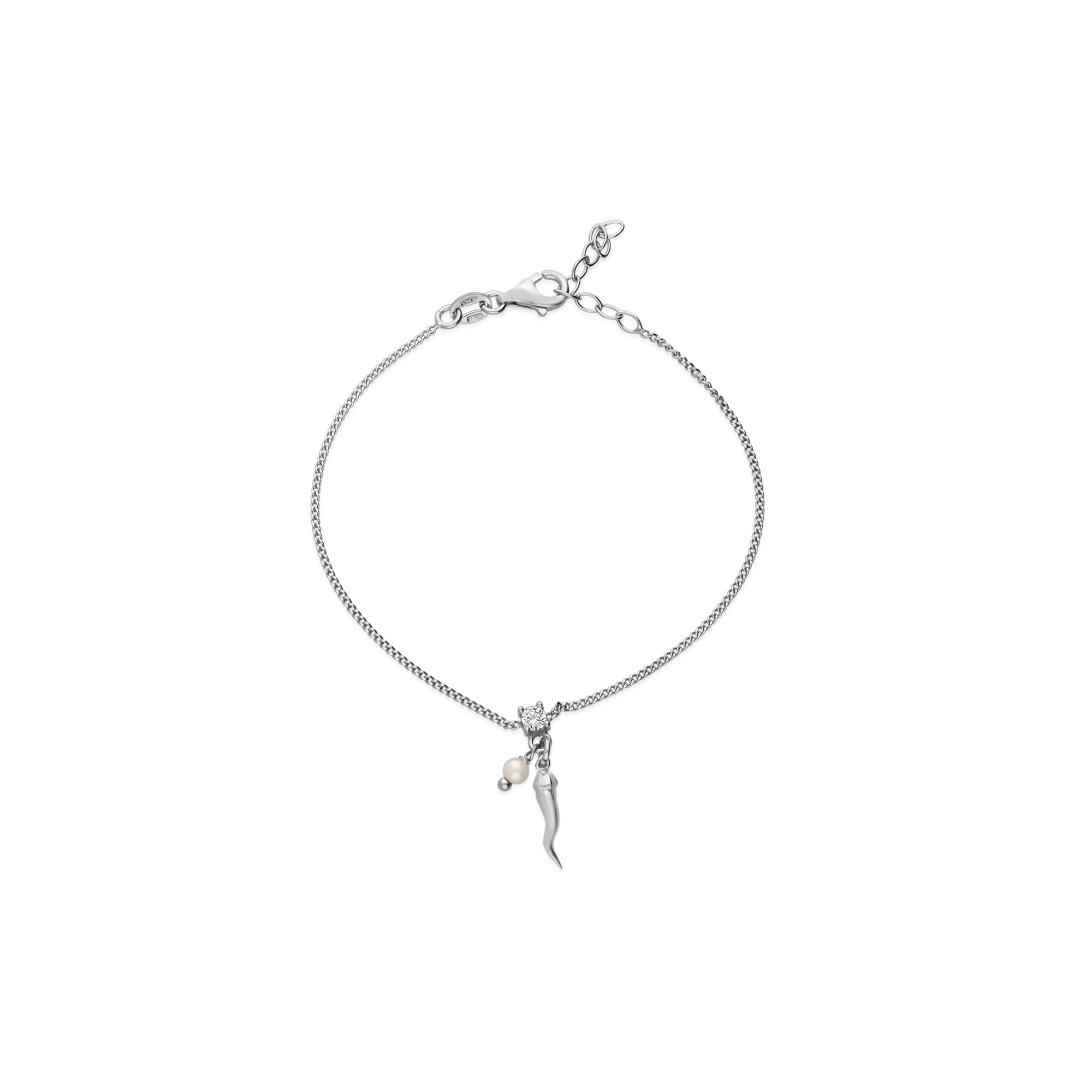 Silver Simboli bracelet with cornetto charm - LUXURY MILANO