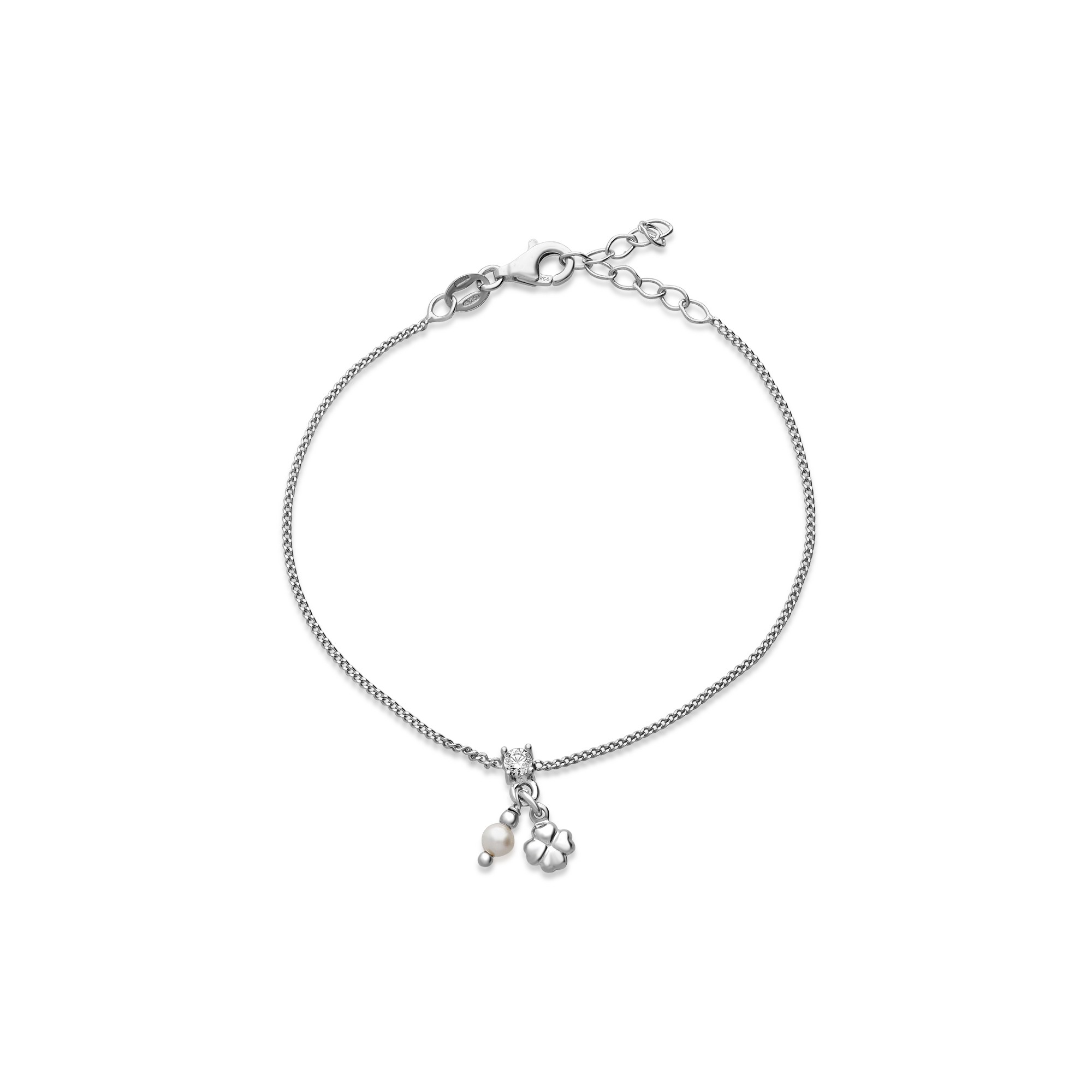 Silver Simboli bracelet with four-leaf clover charm - LUXURY MILANO