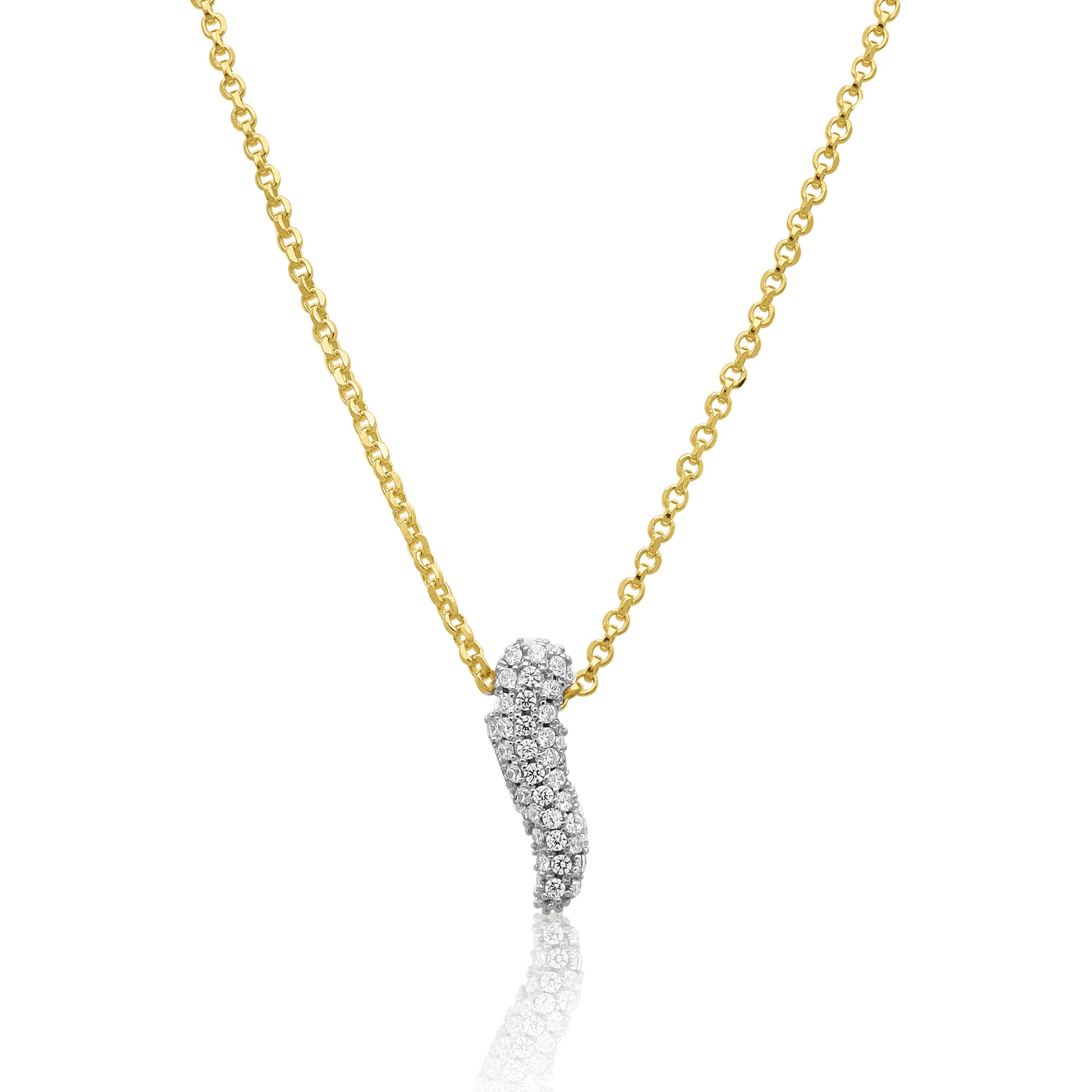 Silver Simboli necklace with cornetto charm and zirconia - LUXURY MILANO
