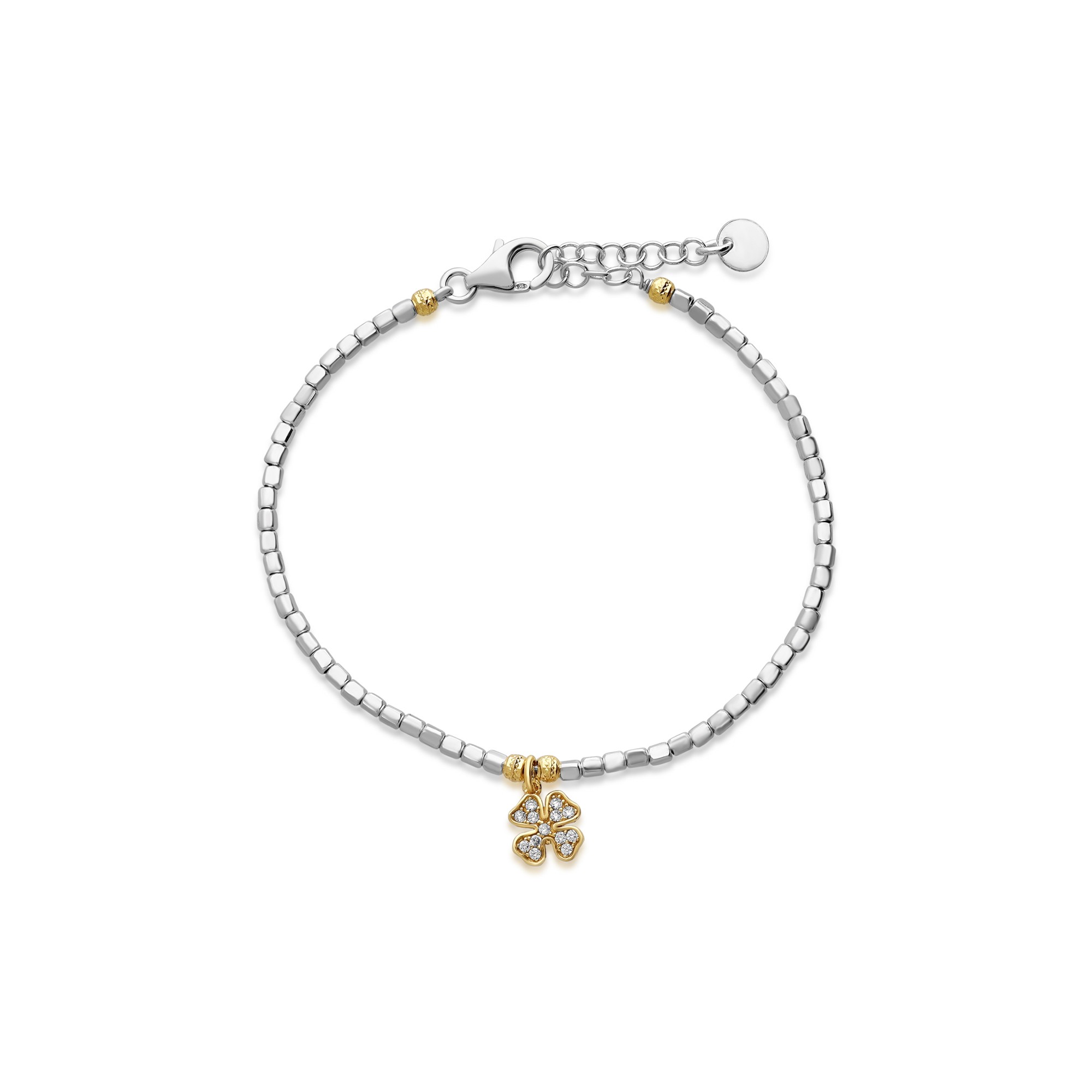 Silver Simboli bracelet with four-leaf clover charm - LUXURY MILANO