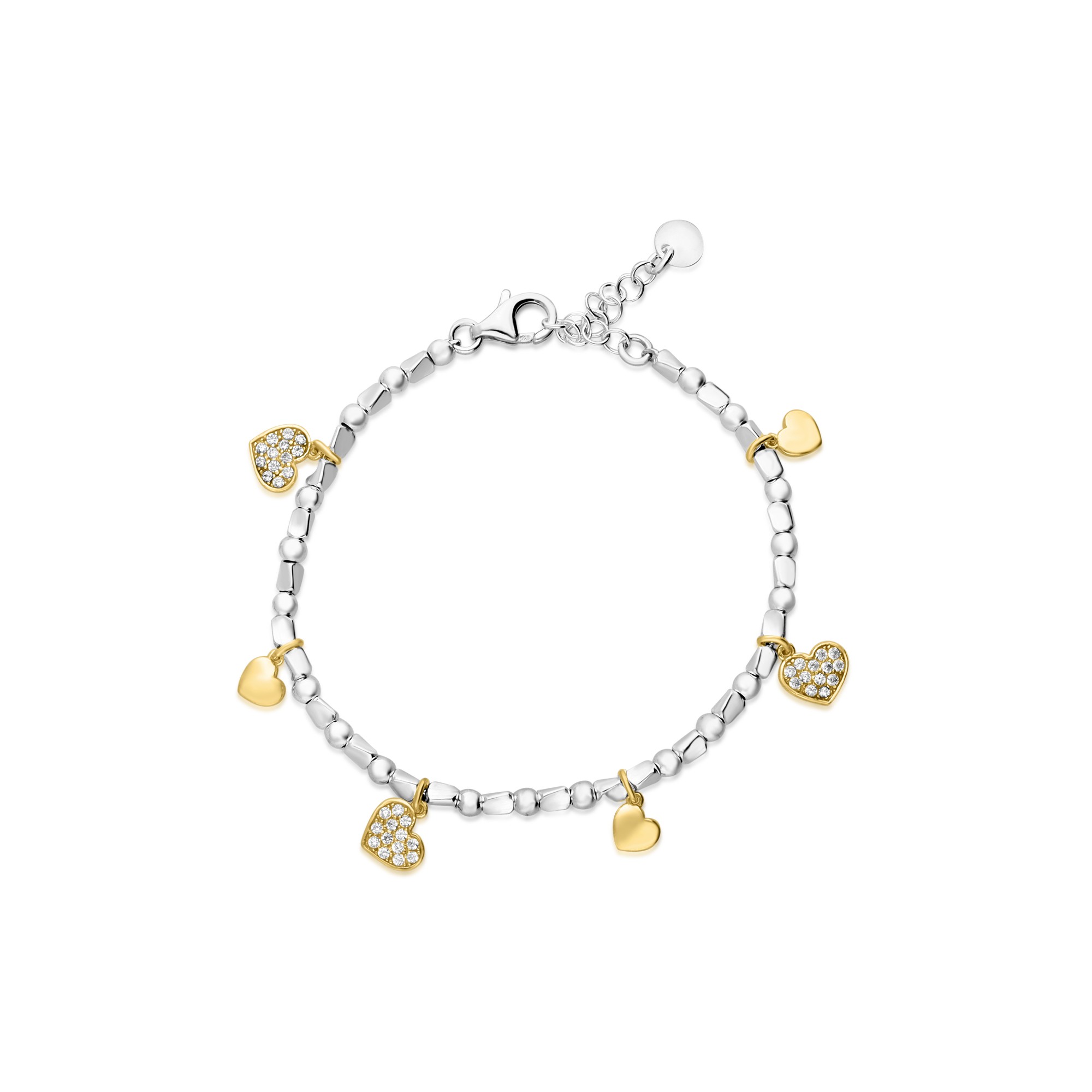 Pulsera Simboli en plata con corazones - LUXURY MILANO
