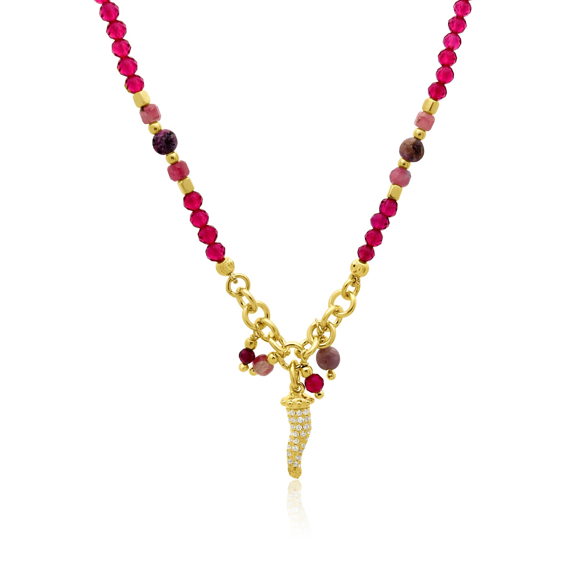 Collar Simboli en plata con cornetto - LUXURY MILANO