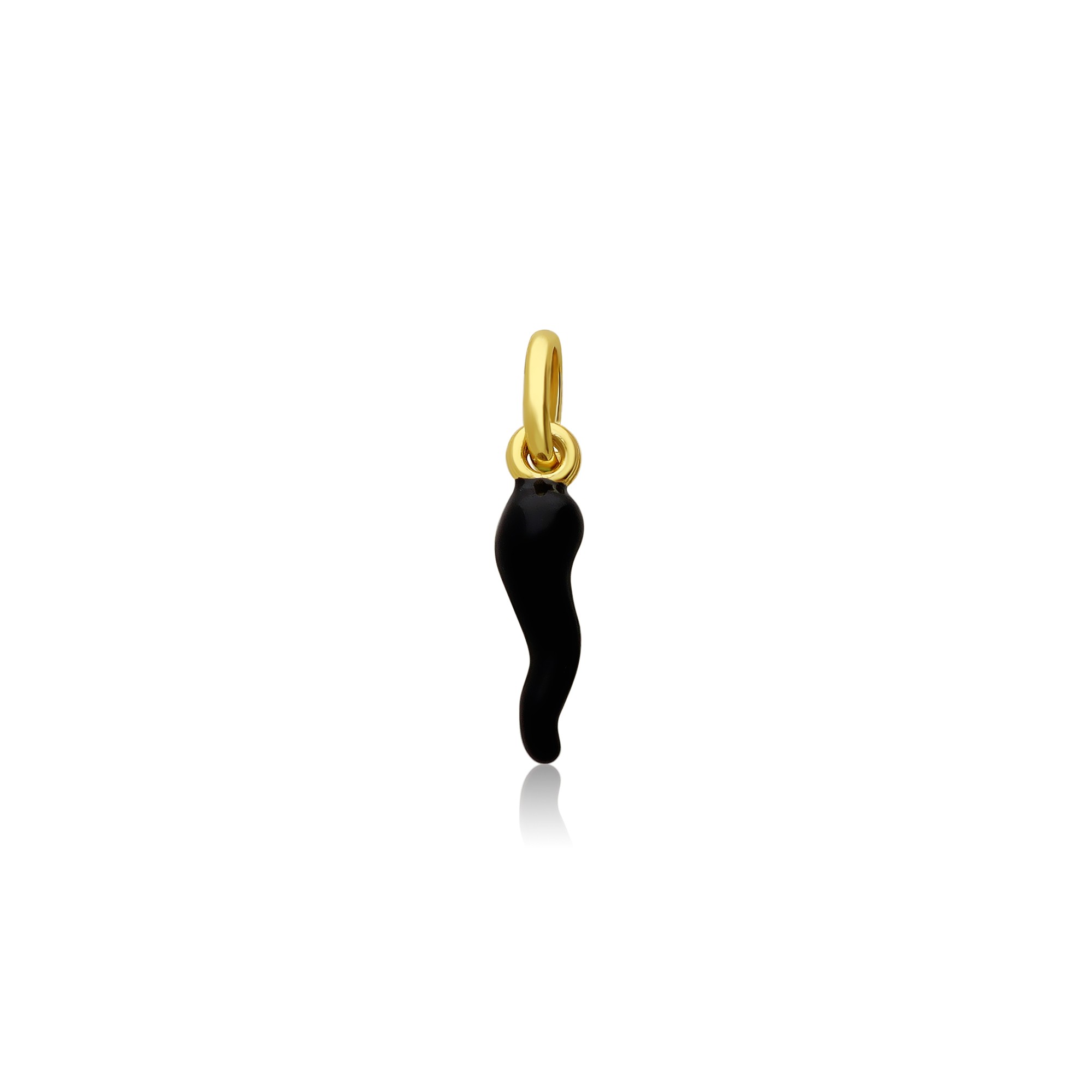 Charm Simboli en plata con cornetto negro - LUXURY MILANO