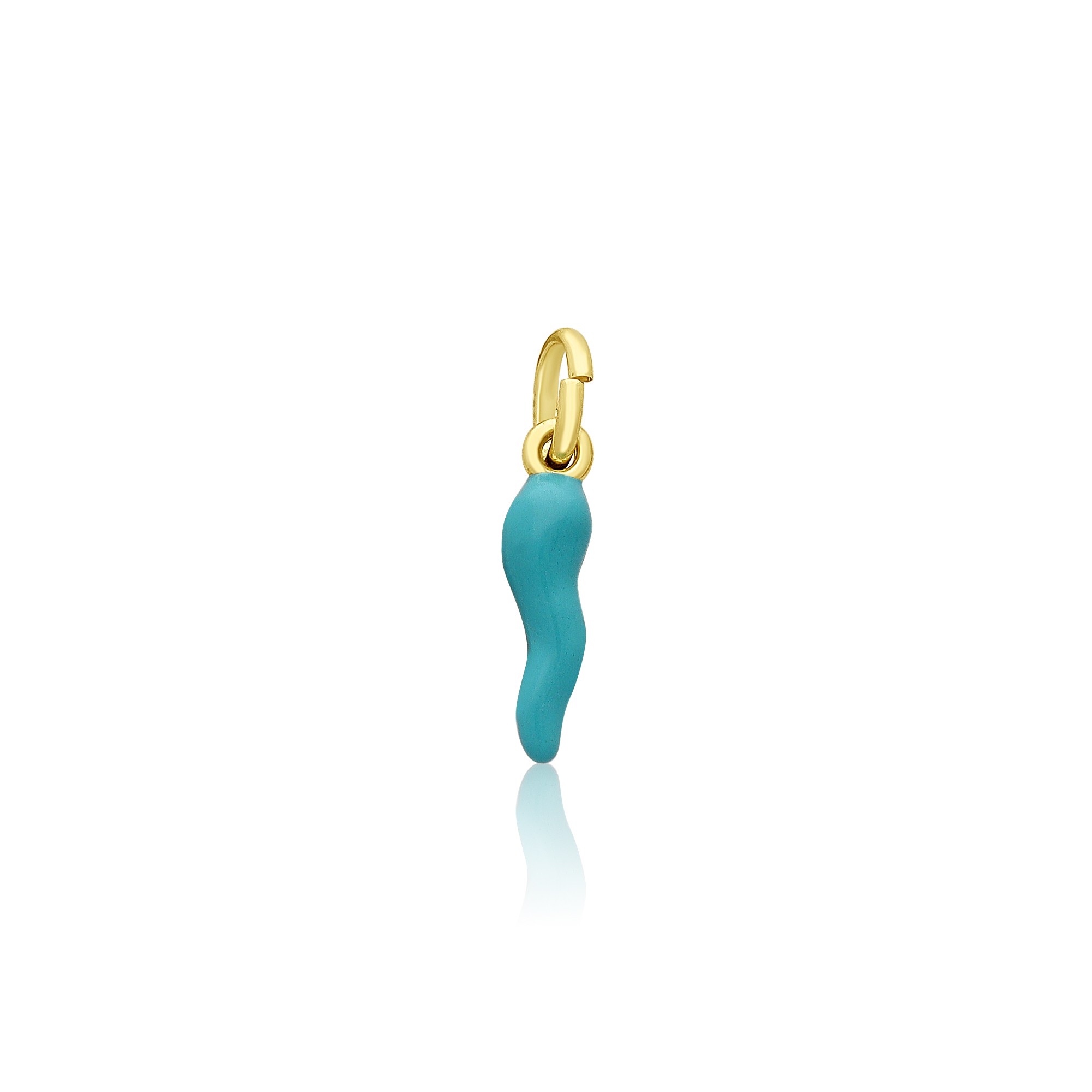 Charm Simboli en plata con cornetto azul - LUXURY MILANO