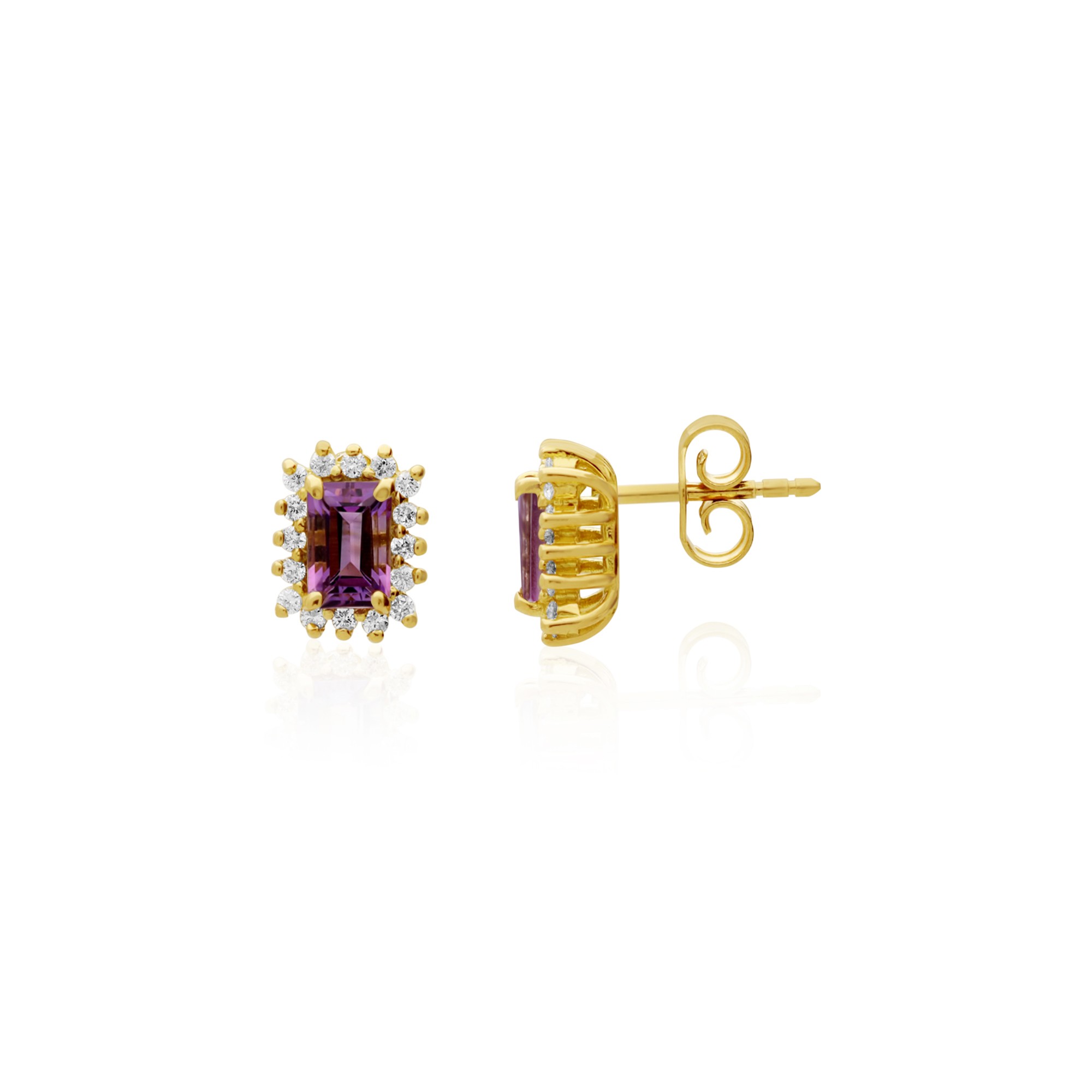Gold earrings with amethyst - LUXURY MILANO