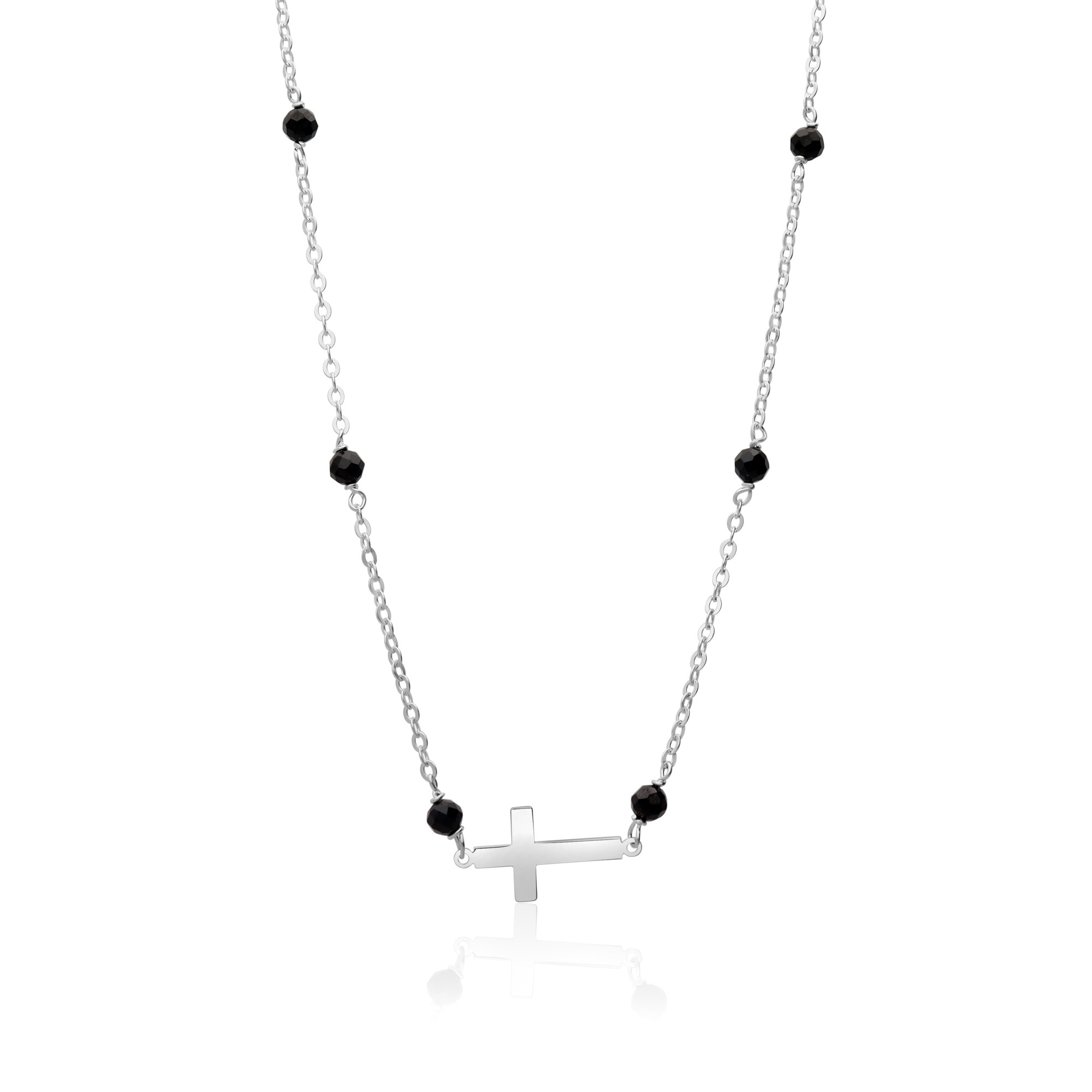 Collar con colgante de cruz en plata de ley 925 - LUXURY MILANO