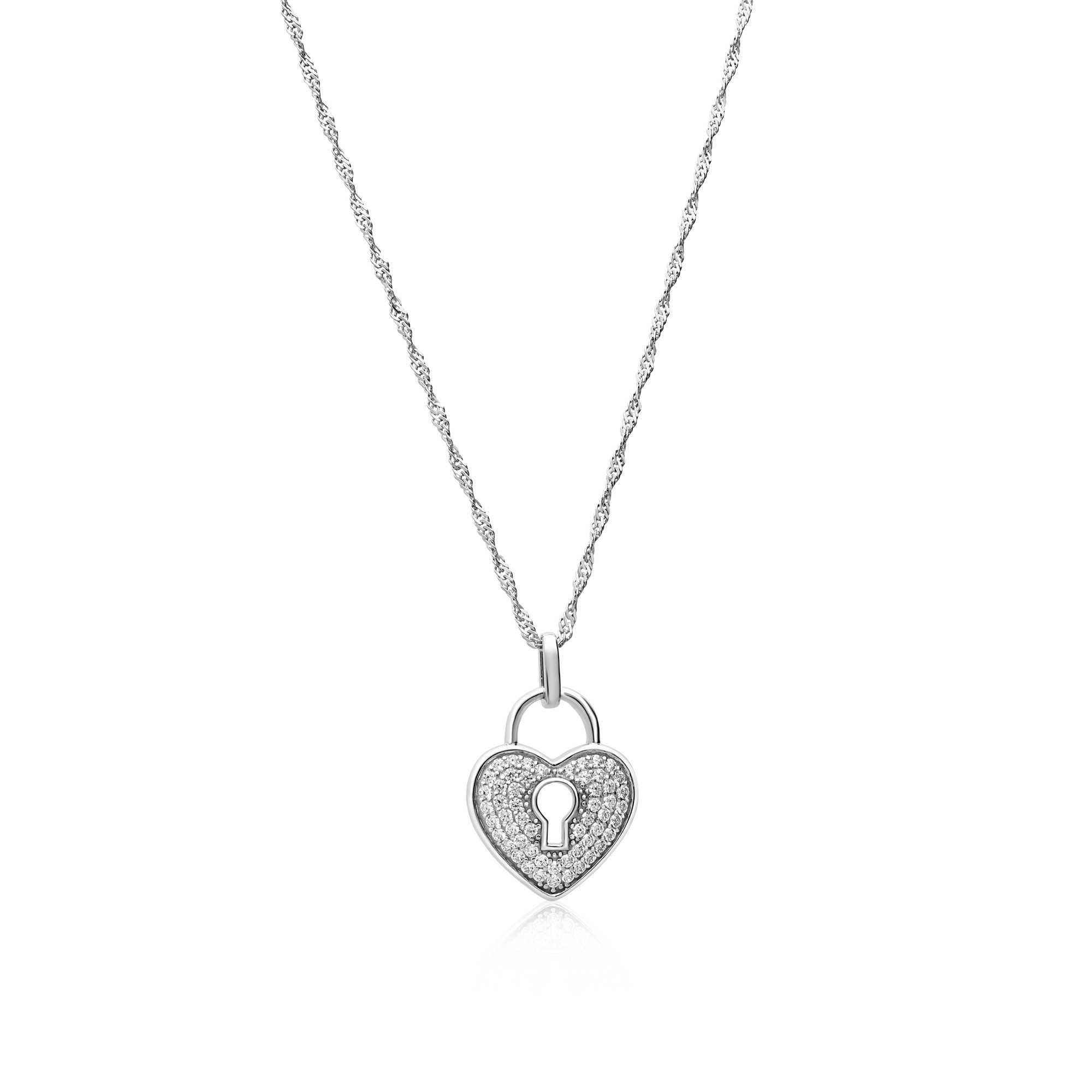 Collar con colgante de coraz&oacute;n en plata de ley 925 - LUXURY MILANO