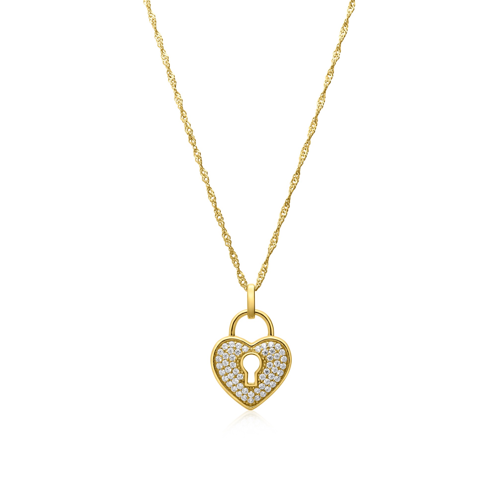 Collar con colgante de coraz&oacute;n en plata de ley 925 - LUXURY MILANO