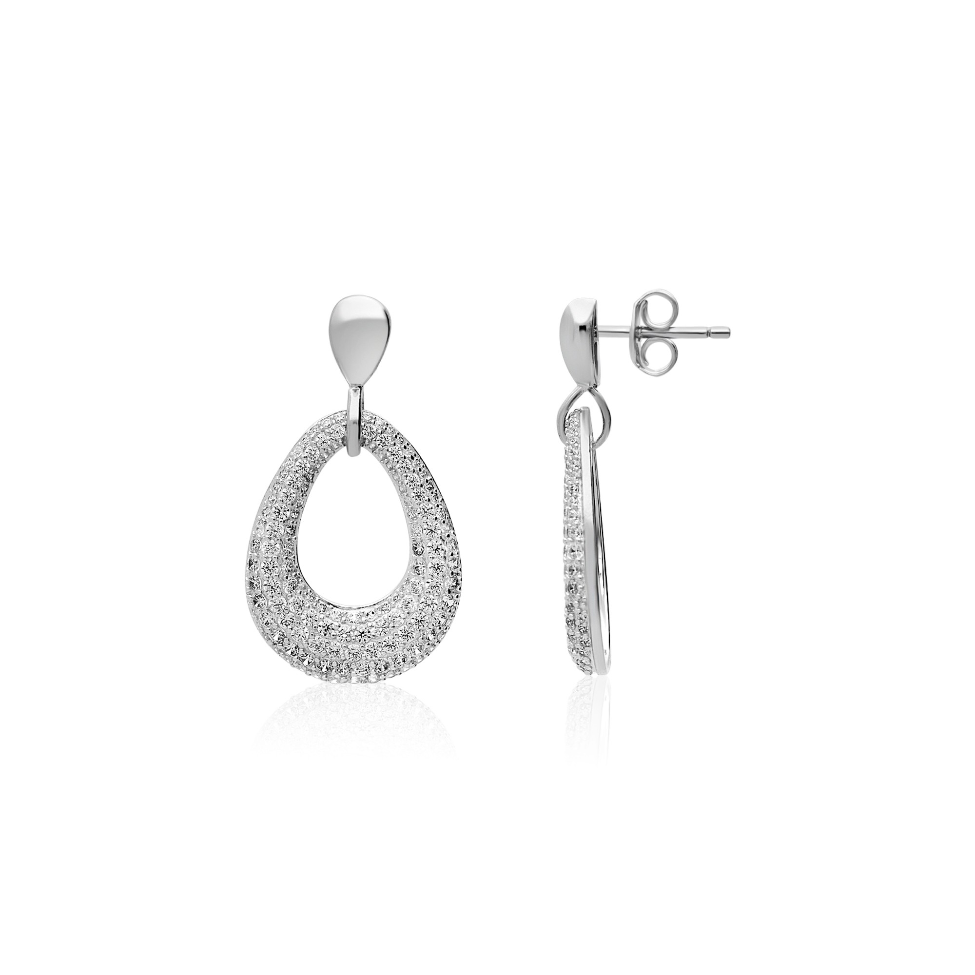 Pendientes colgantes en plata de ley 925 con circonitas - LUXURY MILANO