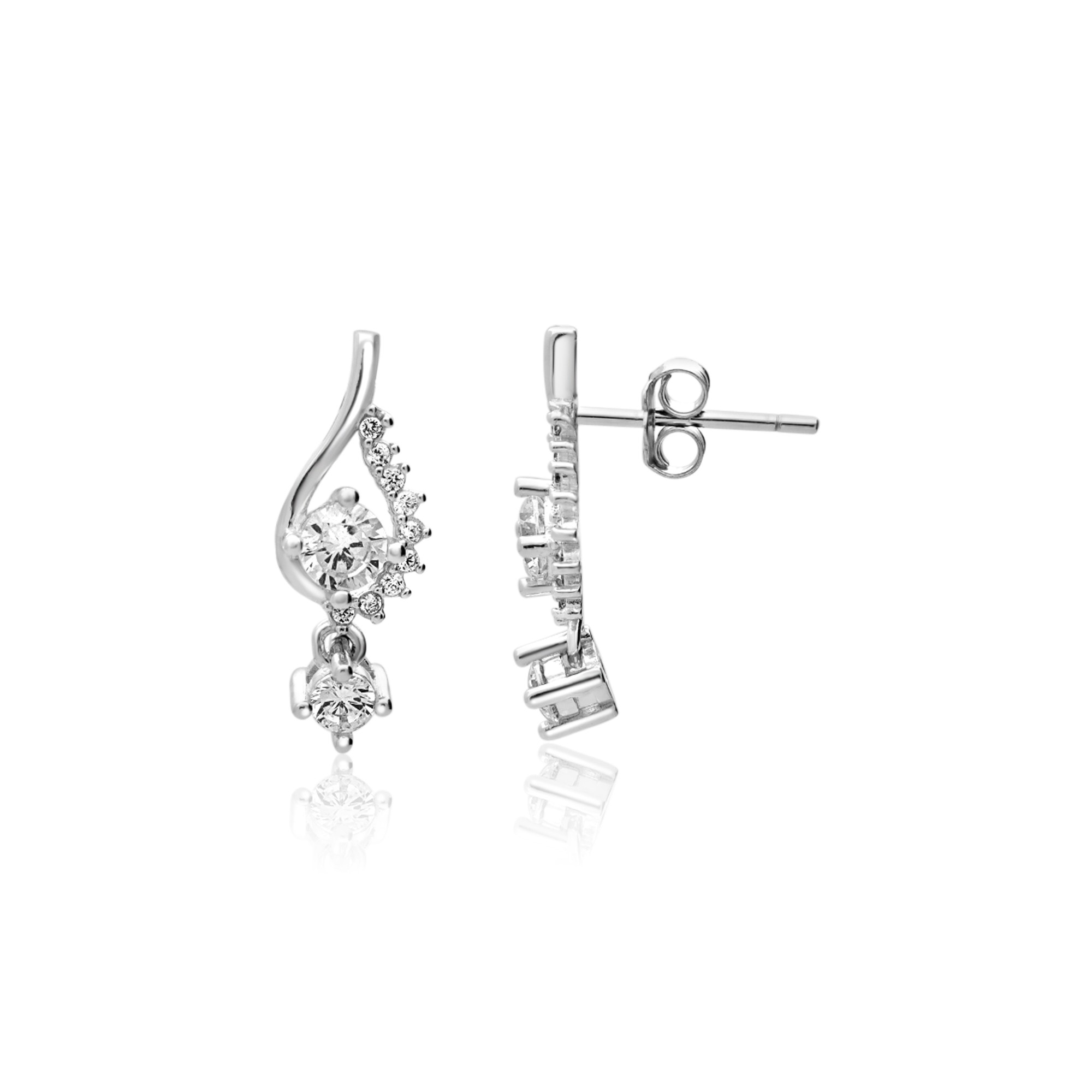 Pendientes colgantes en plata de ley 925 con circonitas - LUXURY MILANO
