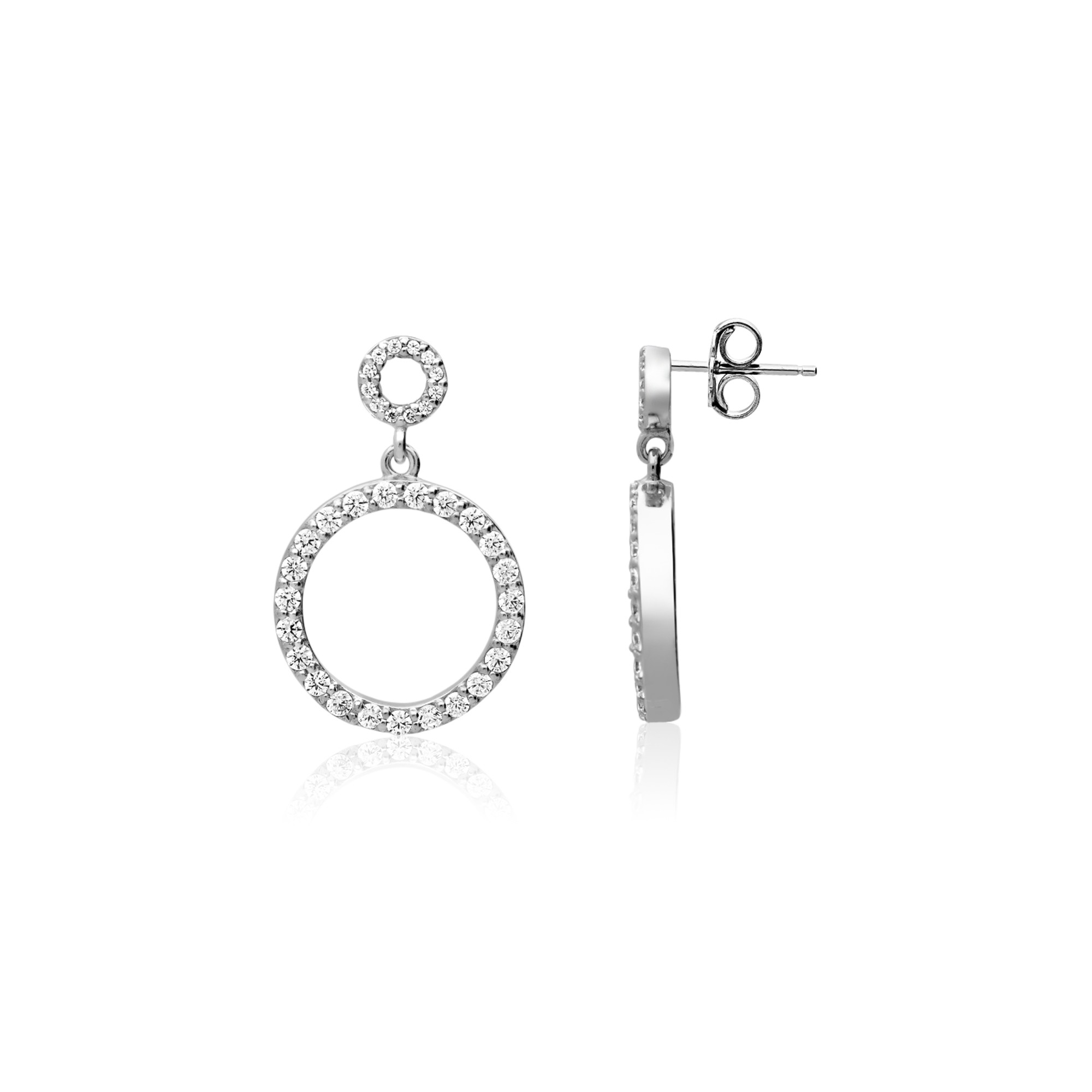 Pendientes colgantes en plata de ley 925 con circonitas - LUXURY MILANO