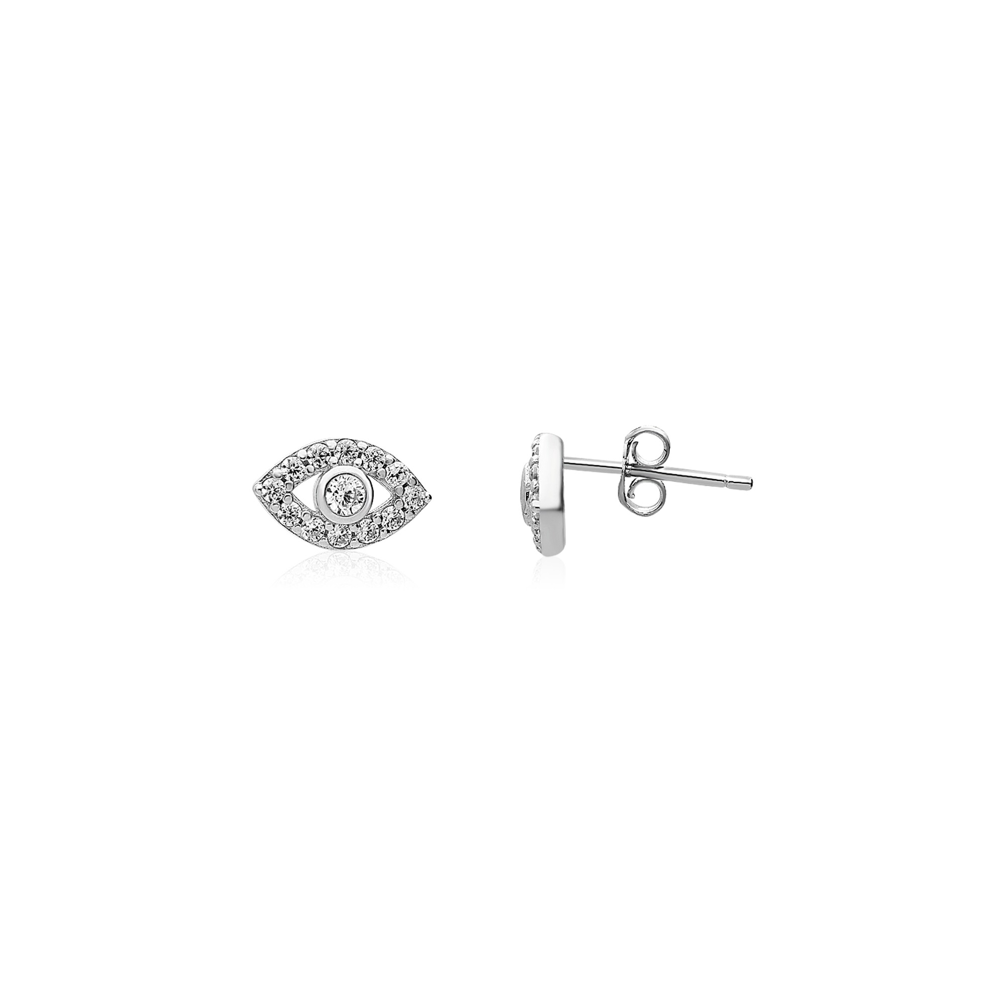 Stud earrings in 925 sterling silver with zirconia - LUXURY MILANO