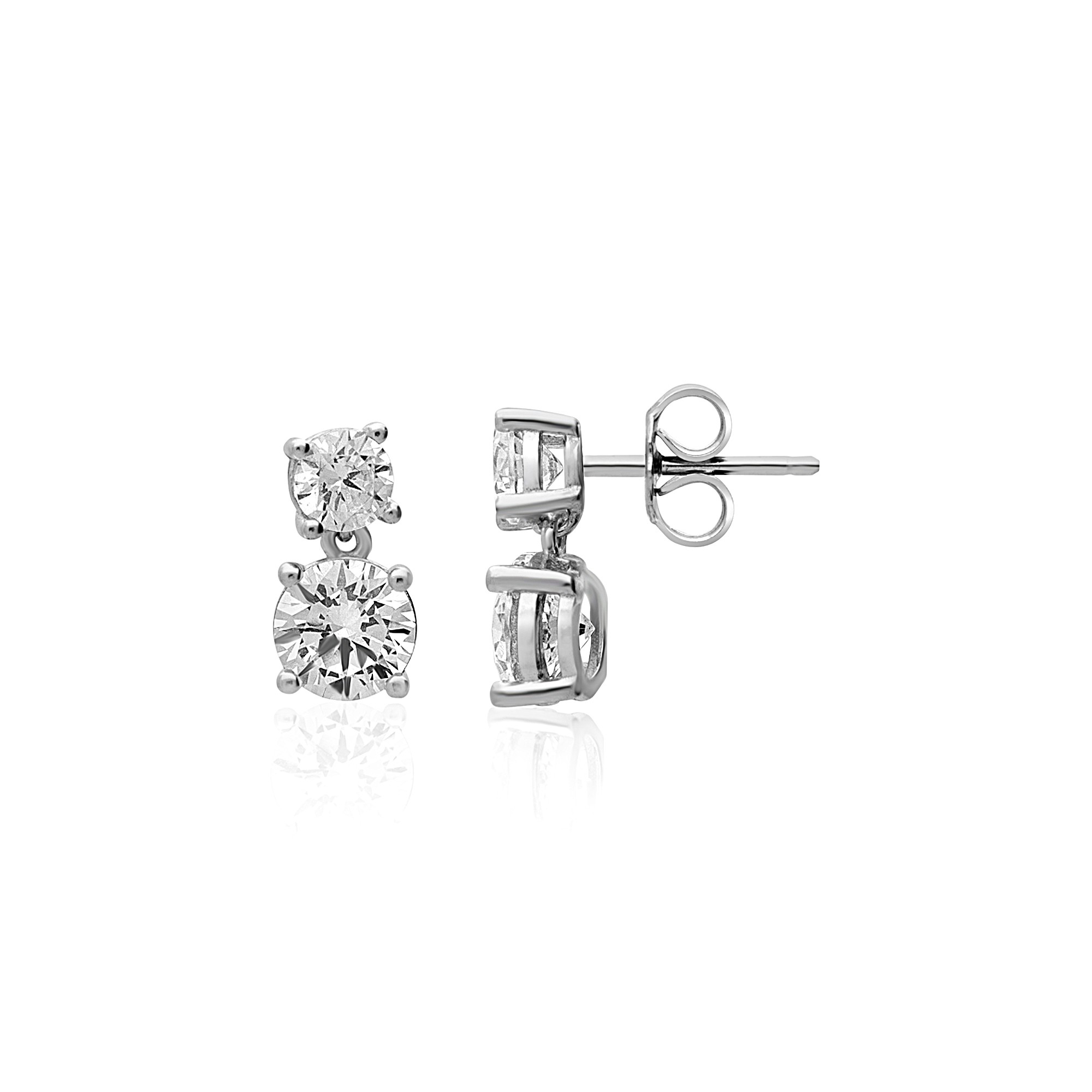Pendientes de bot&oacute;n en plata de ley 925 con circonitas - LUXURY MILANO