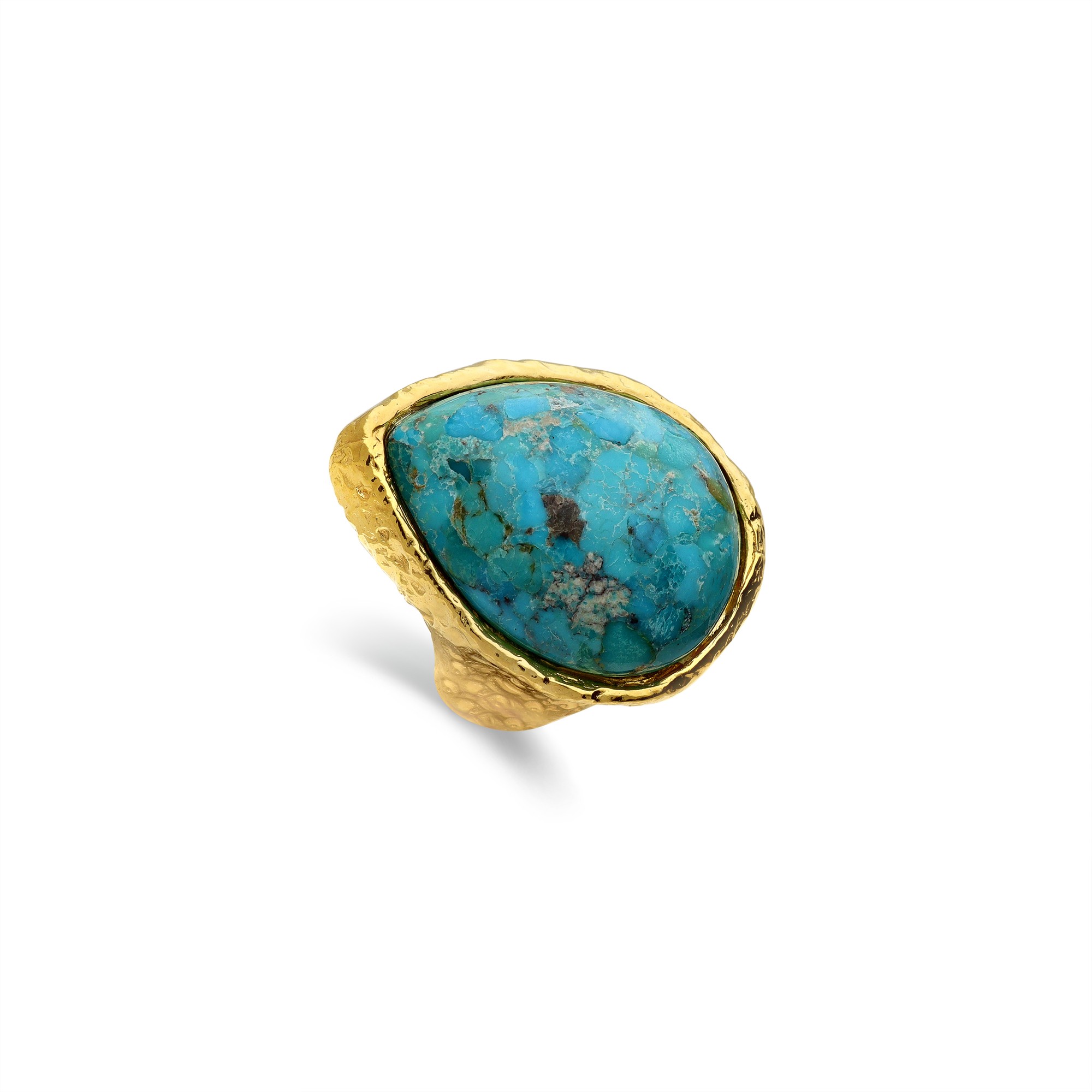 Anello Chevalier con turchese a goccia - TOSCANA BY ETRUSCA
