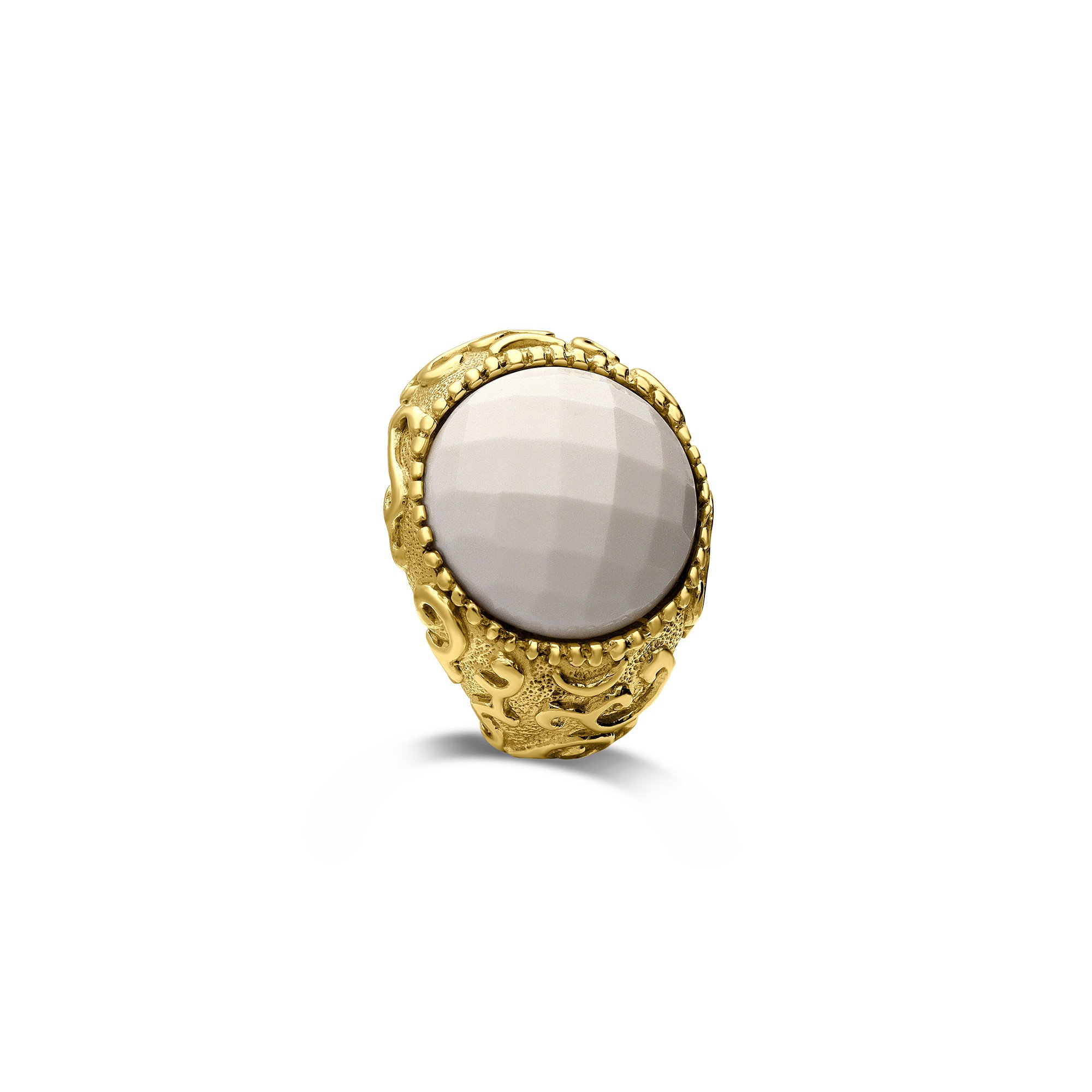 Anillo chevalier con cuarcita blanca - TOSCANA BY ETRUSCA