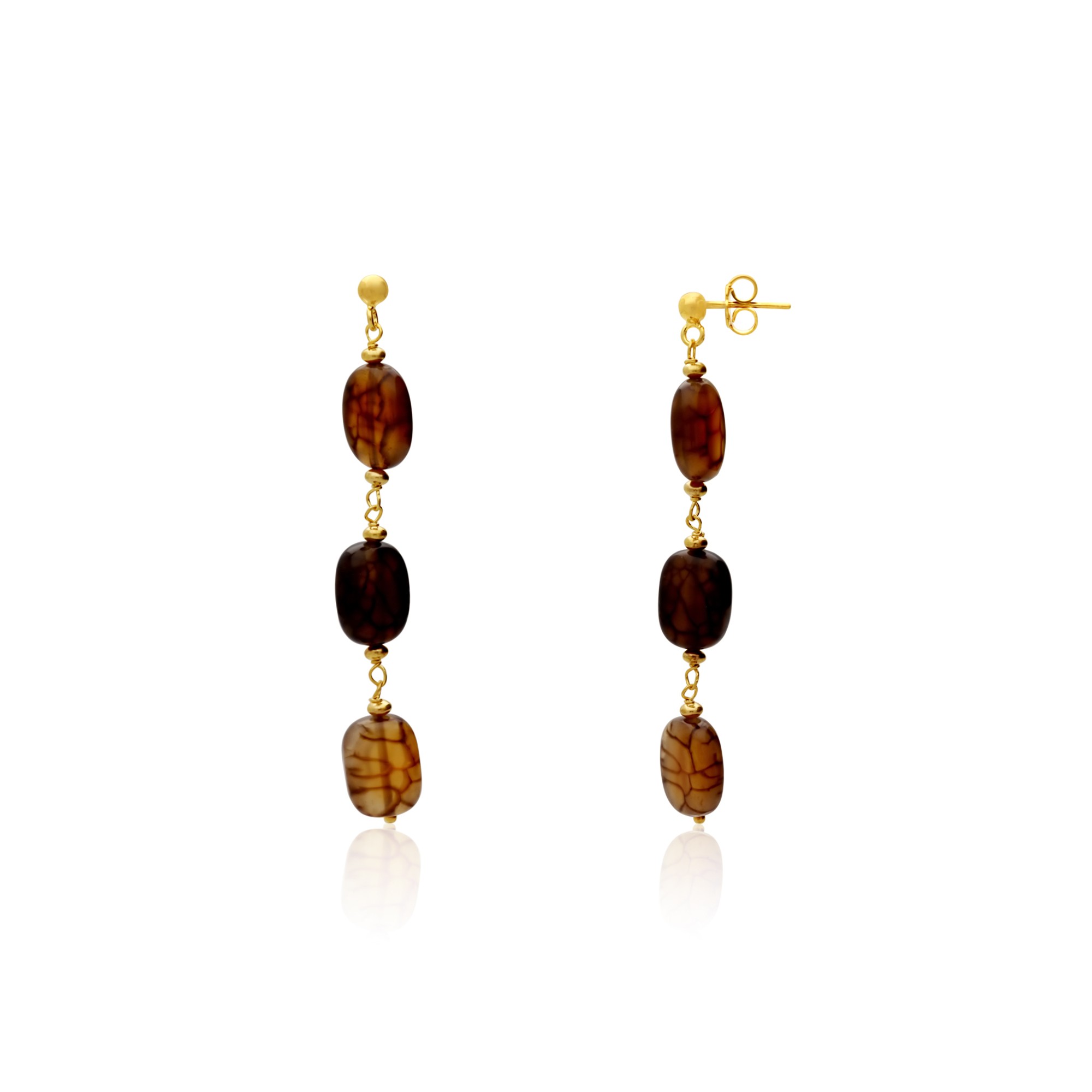 Pendientes colgantes con piedra de &aacute;gata - TOSCANA BY ETRUSCA