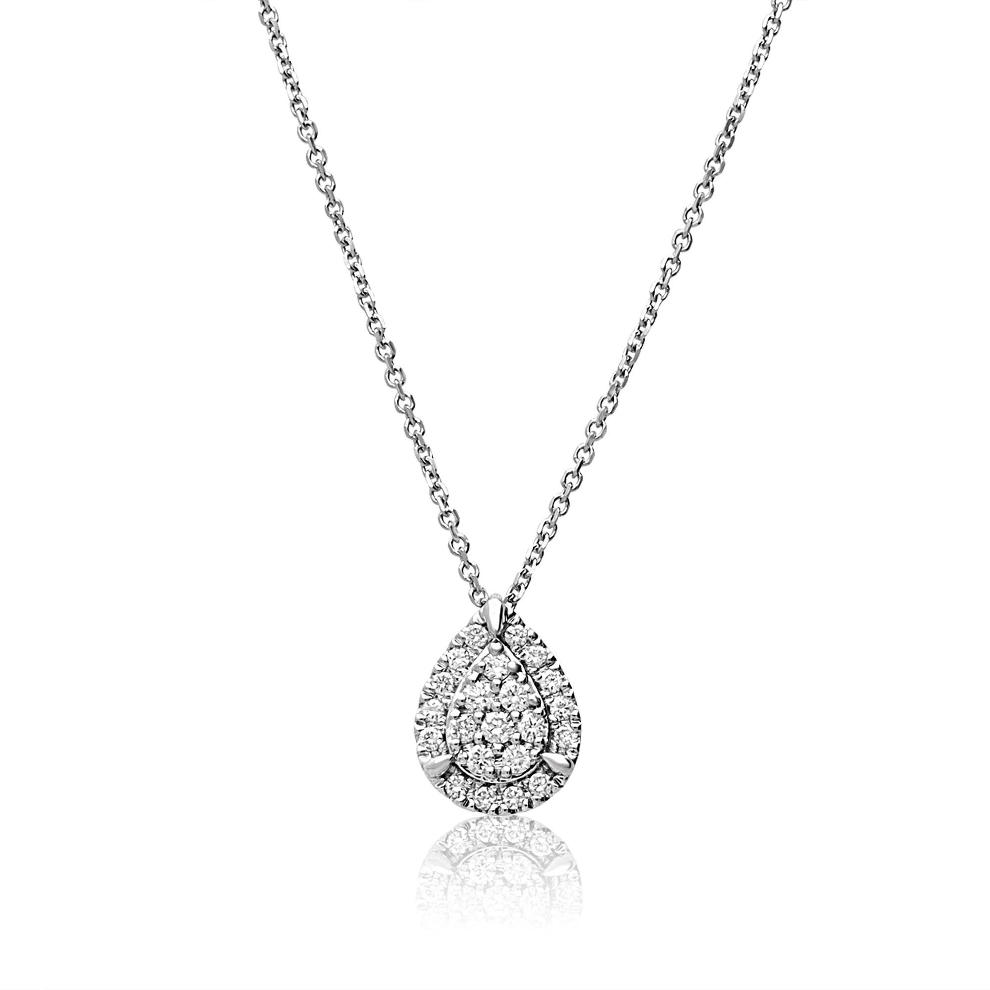 Collana goccia in oro bianco 18 kt e diamanti Ginevra Alfieri & St. John 42 cm - ALFIERI & ST. JOHN