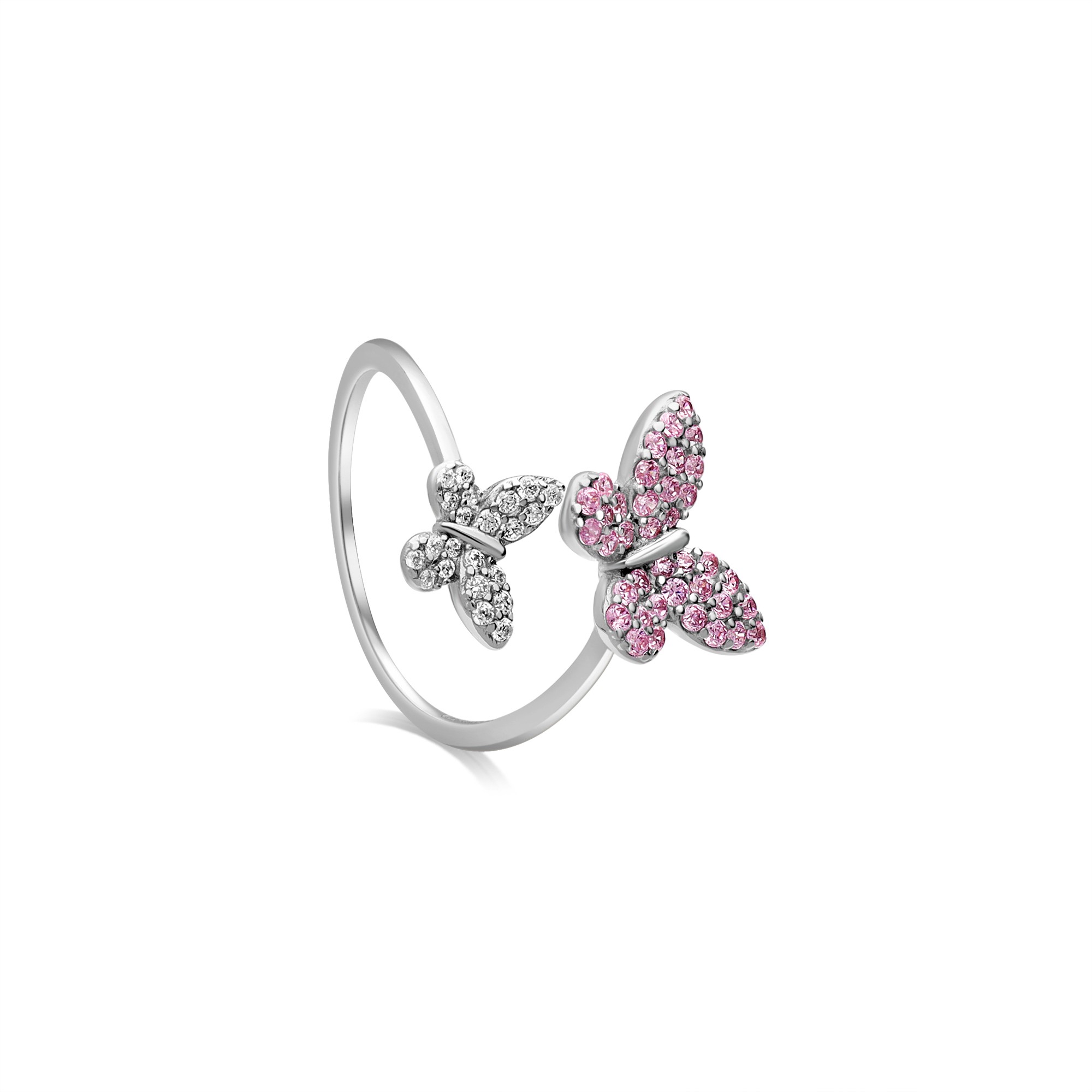 Anello in argento con pav&eacute; zirconi bianchi e rosa - ALFIERI & ST. JOHN 925