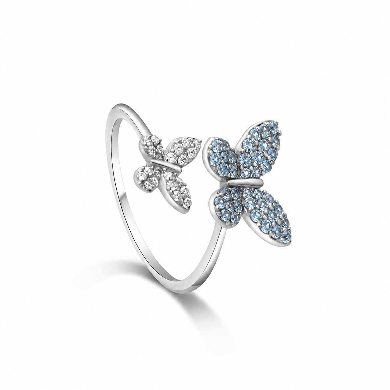 Anello Incanto in argento con pav&eacute; zirconi bianchi e celeste - ALFIERI & ST. JOHN 925
