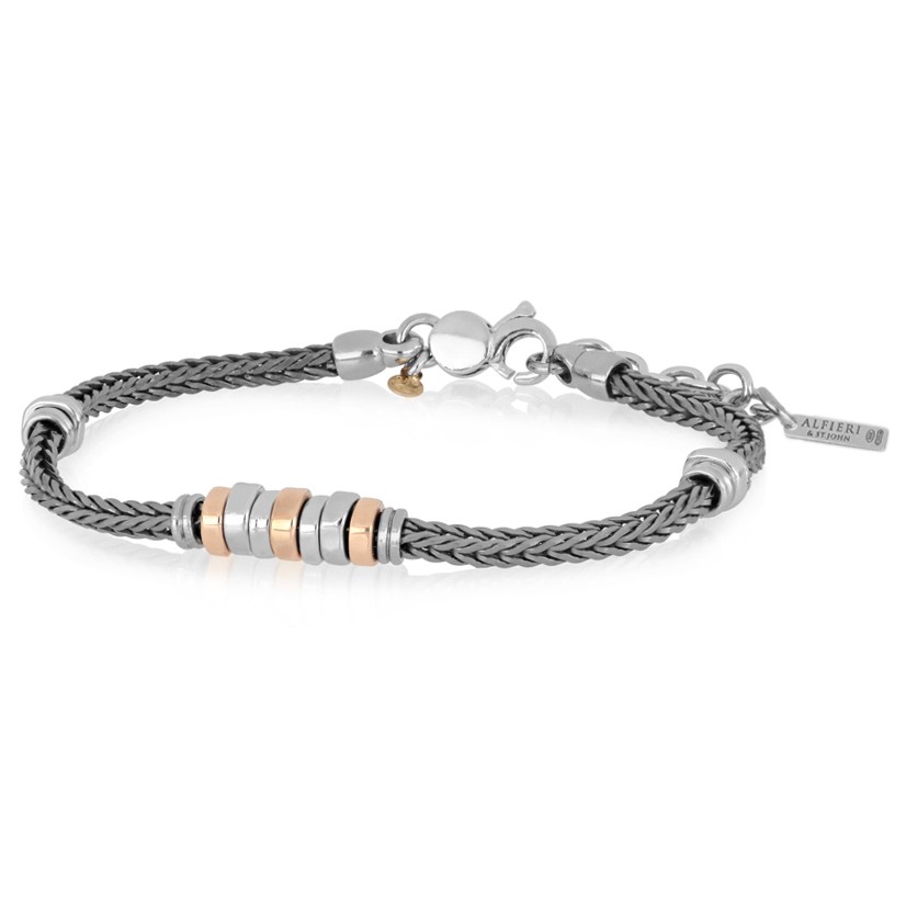 Bracciale in argento brunito con diamante nero - ALFIERI & ST. JOHN