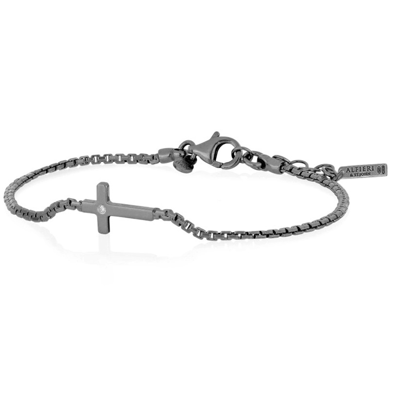 Bracciale in argento ancora e diamante - ALFIERI & ST. JOHN