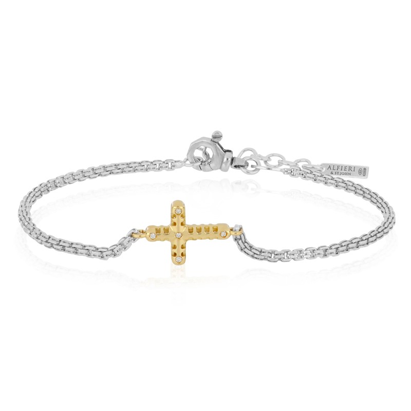 Pulsera de hombre en plata con ancla y diamantes - ALFIERI & ST. JOHN