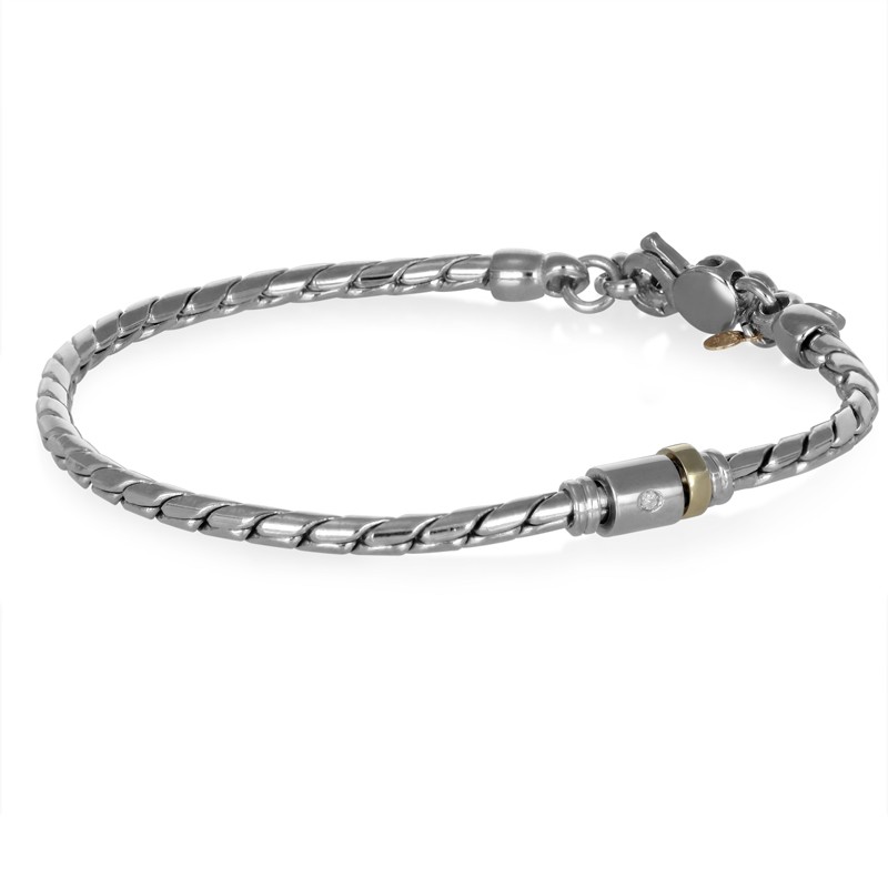 Pulsera de hombre en plata con diamante y ancla - ALFIERI & ST. JOHN