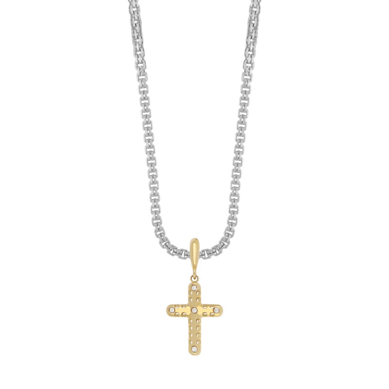 Silver necklace with anchor and black diamond - ALFIERI & ST. JOHN