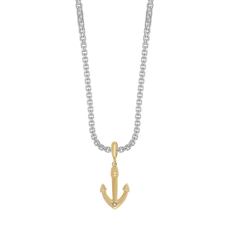 Collana in argento rodiato ancora e diamante bianco - ALFIERI & ST. JOHN