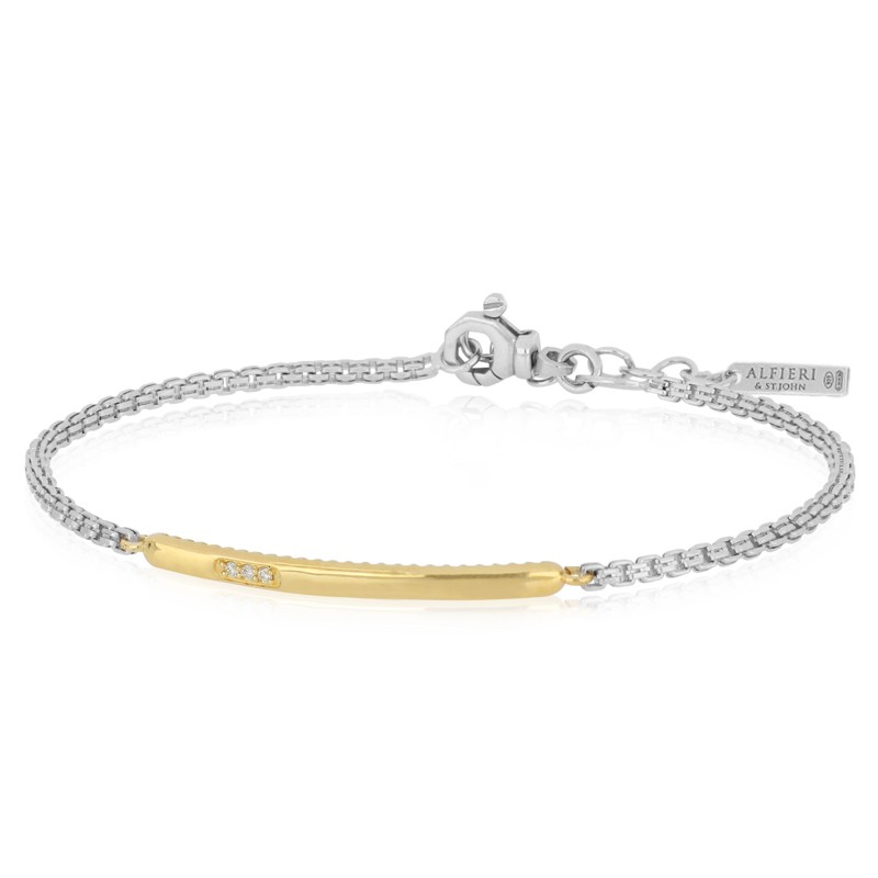 Bracciale in argento targhetta e diamanti - ALFIERI & ST. JOHN