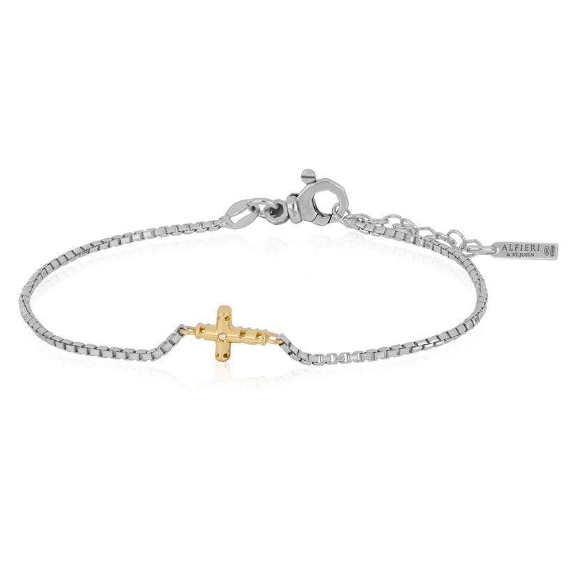 Bracciale in argento croce e diamante - ALFIERI & ST. JOHN