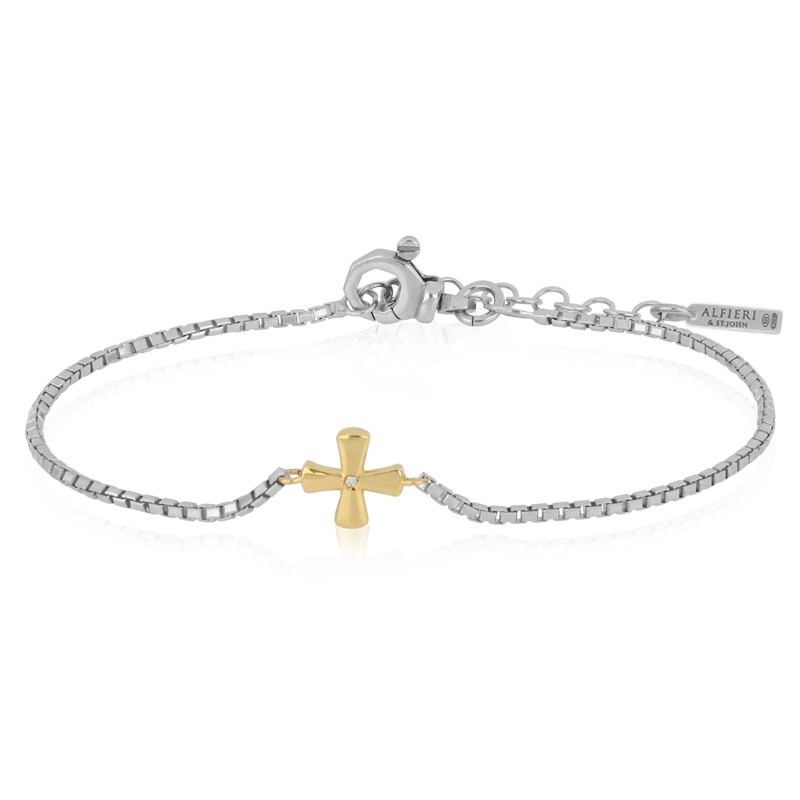 Bracciale in argento croce e diamanti - ALFIERI & ST. JOHN