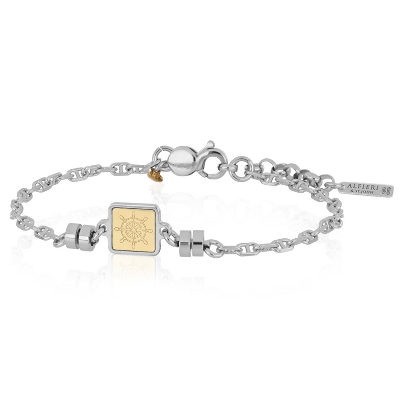 Bracciale in argento maglia marina e timone - ALFIERI & ST. JOHN