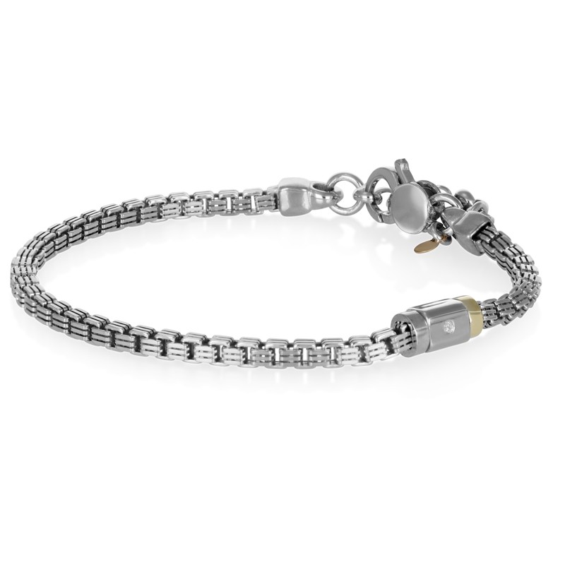 Pulsera de hombre en plata con ancla y diamante - ALFIERI & ST. JOHN