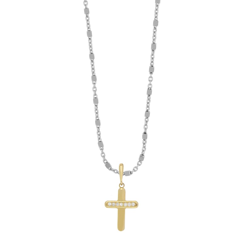 Collar de hombre en plata con cruz y diamante - ALFIERI & ST. JOHN