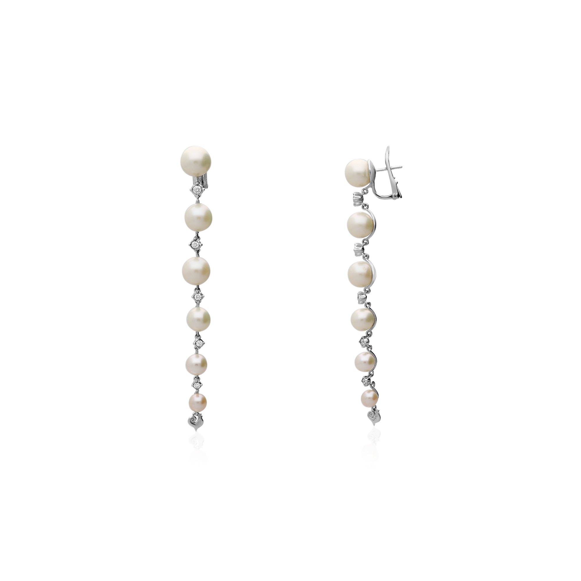 Orecchini Cherie in oro con diamanti e perle - CHANTECLER