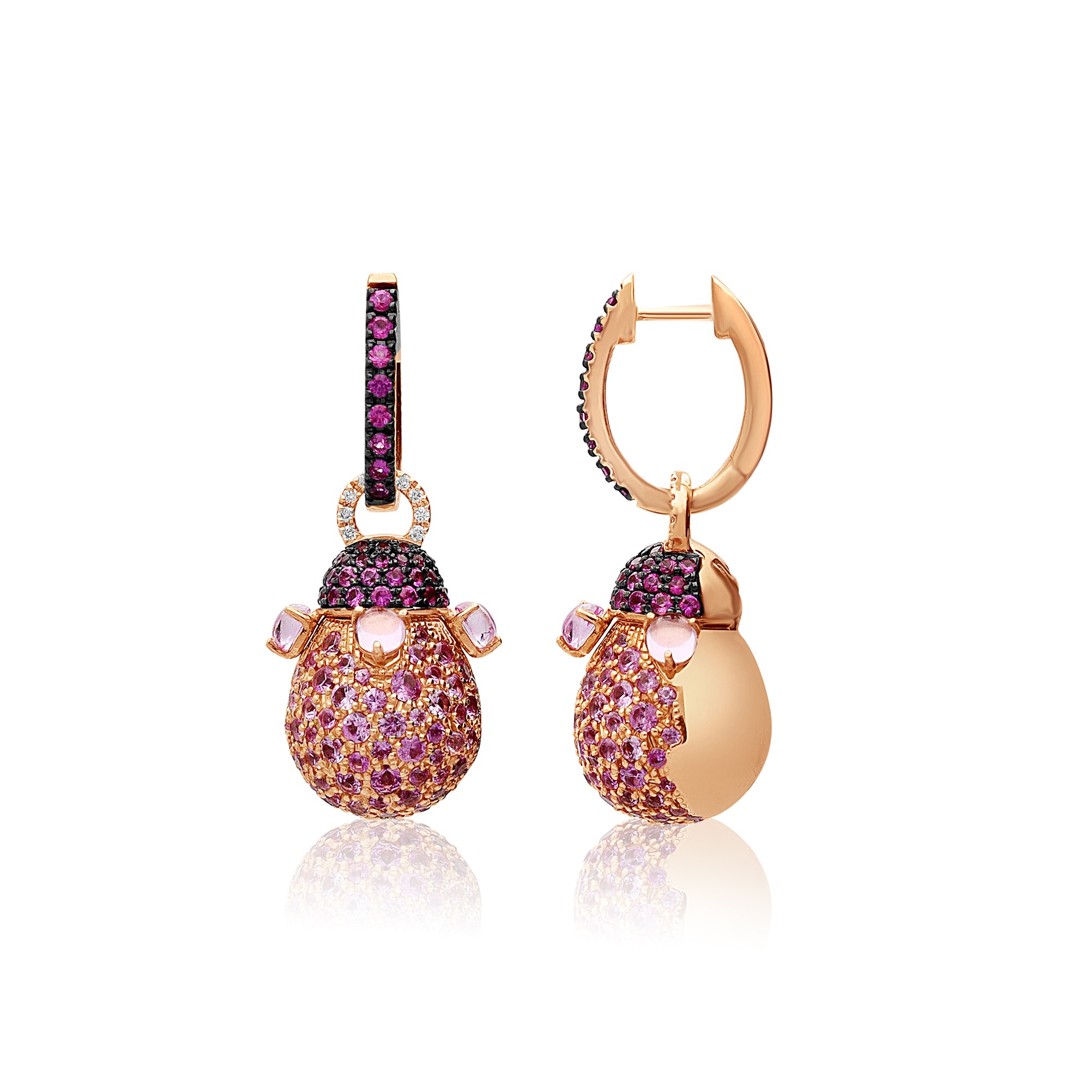 Orecchini Joyful in oro con diamanti zaffiri e quarzo - CHANTECLER