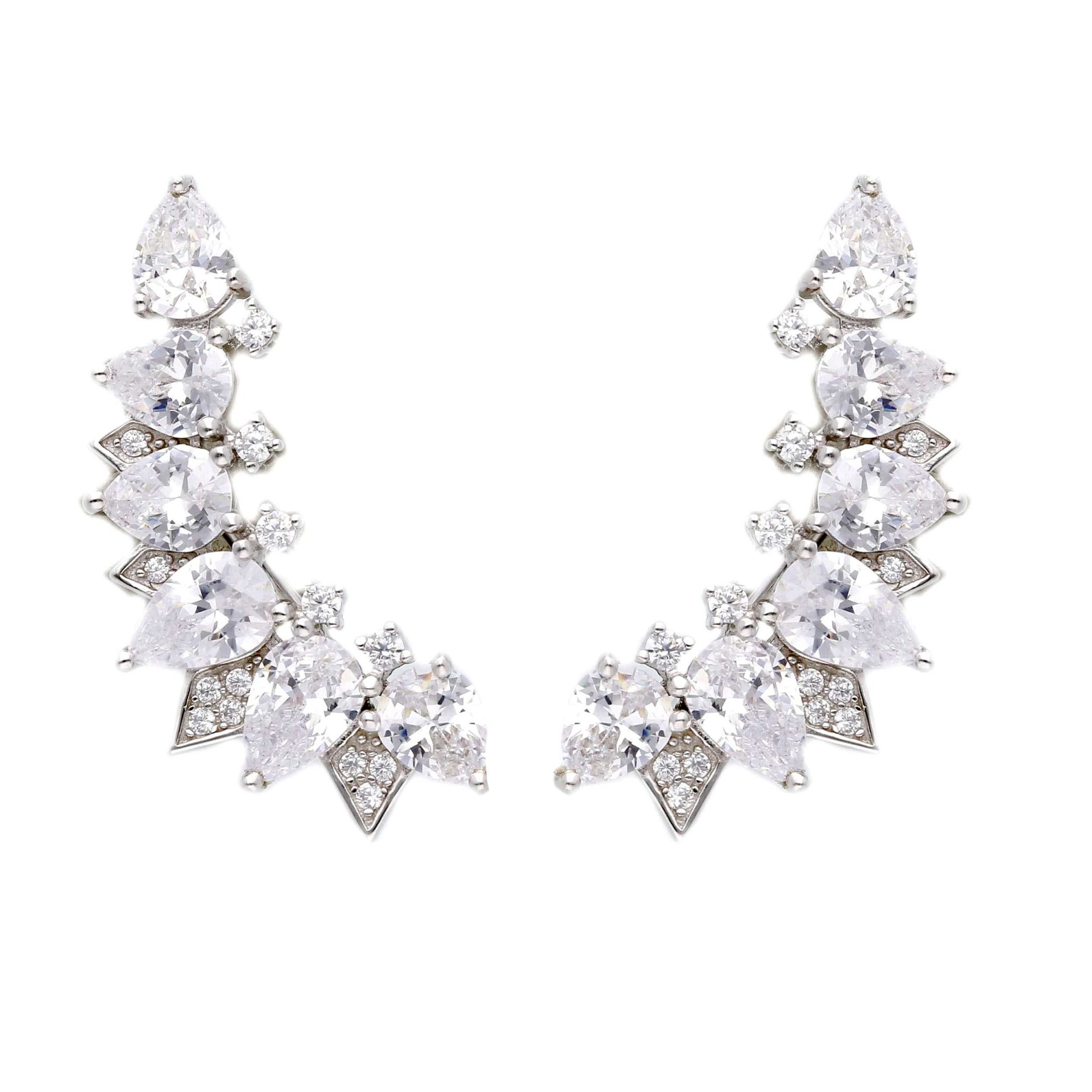 Pendientes de bot&oacute;n en plata con circonitas blancas ORO&CO 925 - ORO&CO 925