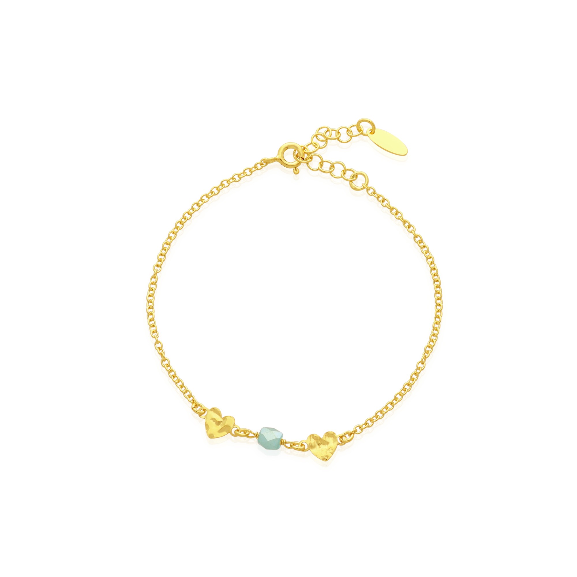 Pulsera Dream en plata con coraz&oacute;n y piedra azul - LUXURY MILANO