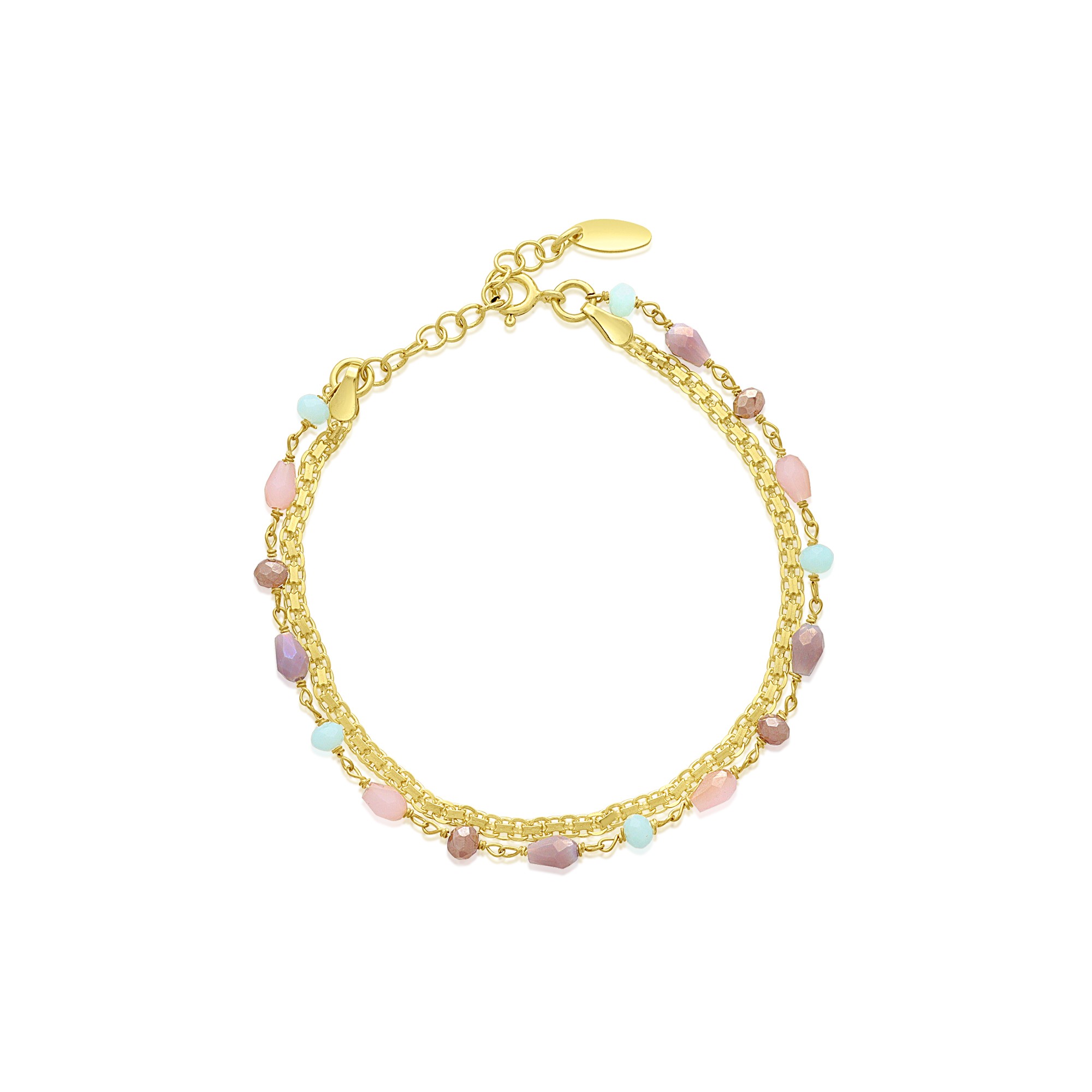 Pulsera Dream en plata de m&uacute;ltiples hilos con piedras rosas - LUXURY MILANO