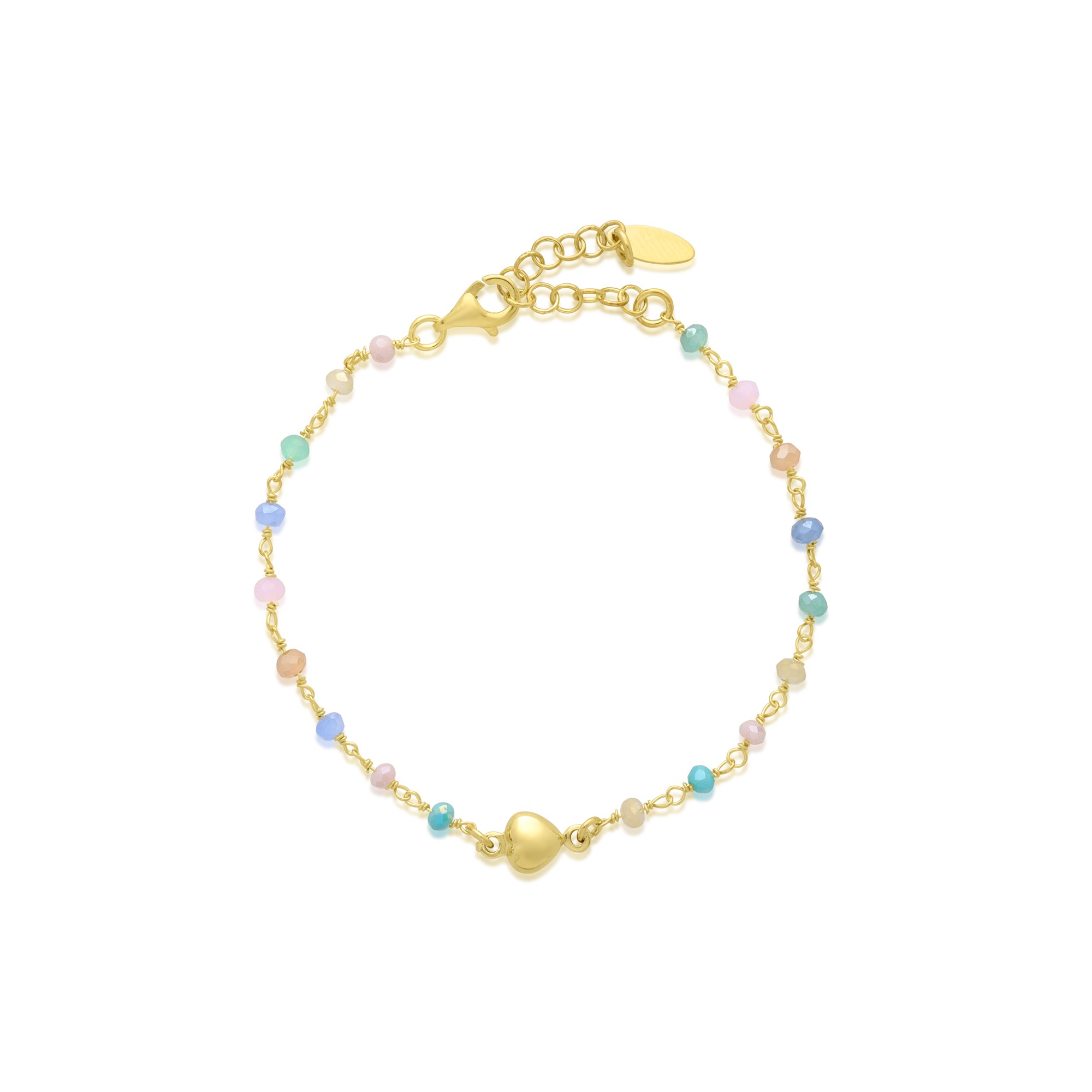 Dream bracelet in silver with heart and blue and pink stones - LUXURY MILANO
